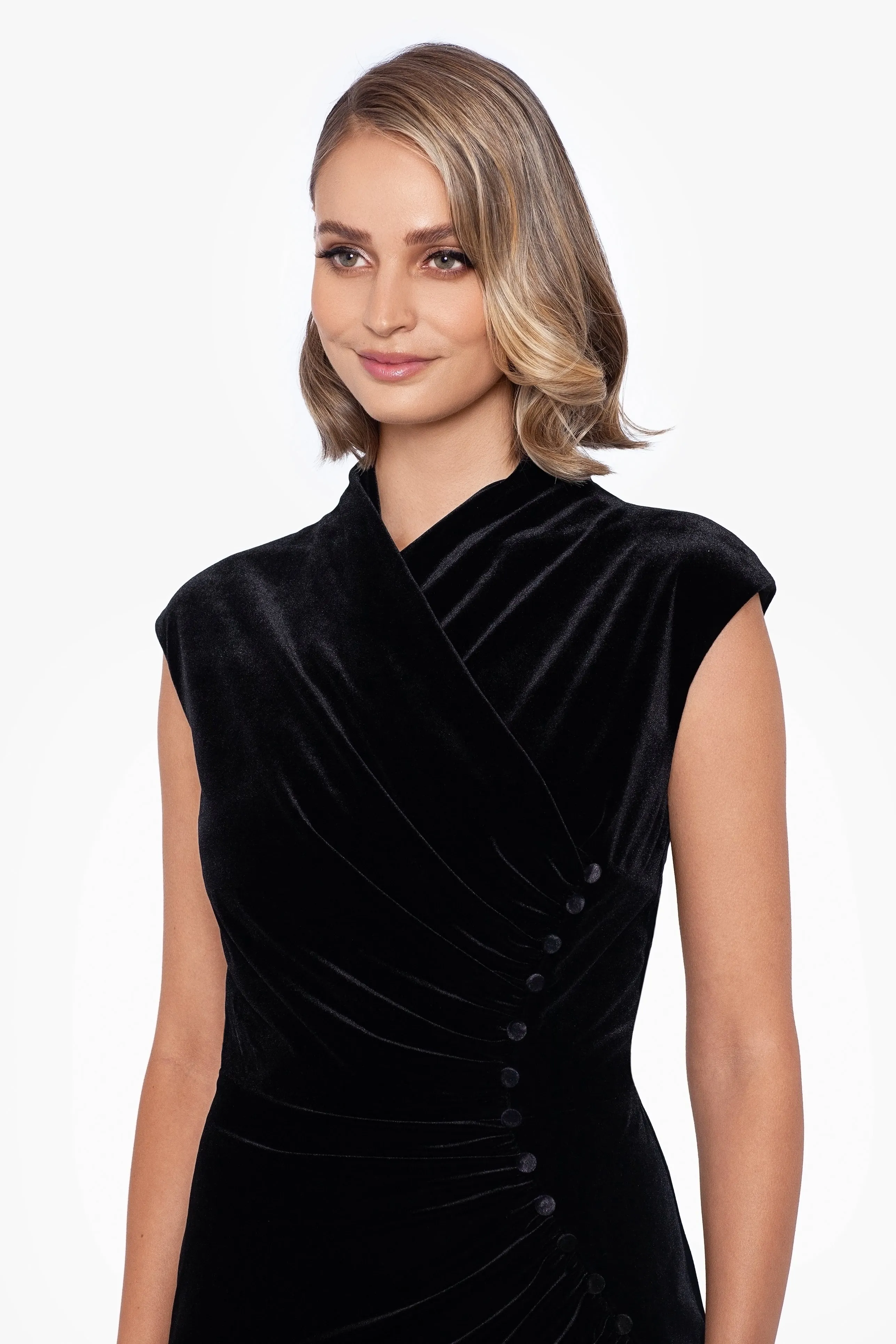 "Mirabel" Short Velvet Wrap With Button Dress sold by Betsy & Adam product image thumbnail 3