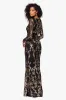Petite "Nara" Long Sleeve Sequin Placement Gown sold by Betsy & Adam