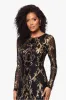 Petite "Nara" Long Sleeve Sequin Placement Gown sold by Betsy & Adam
