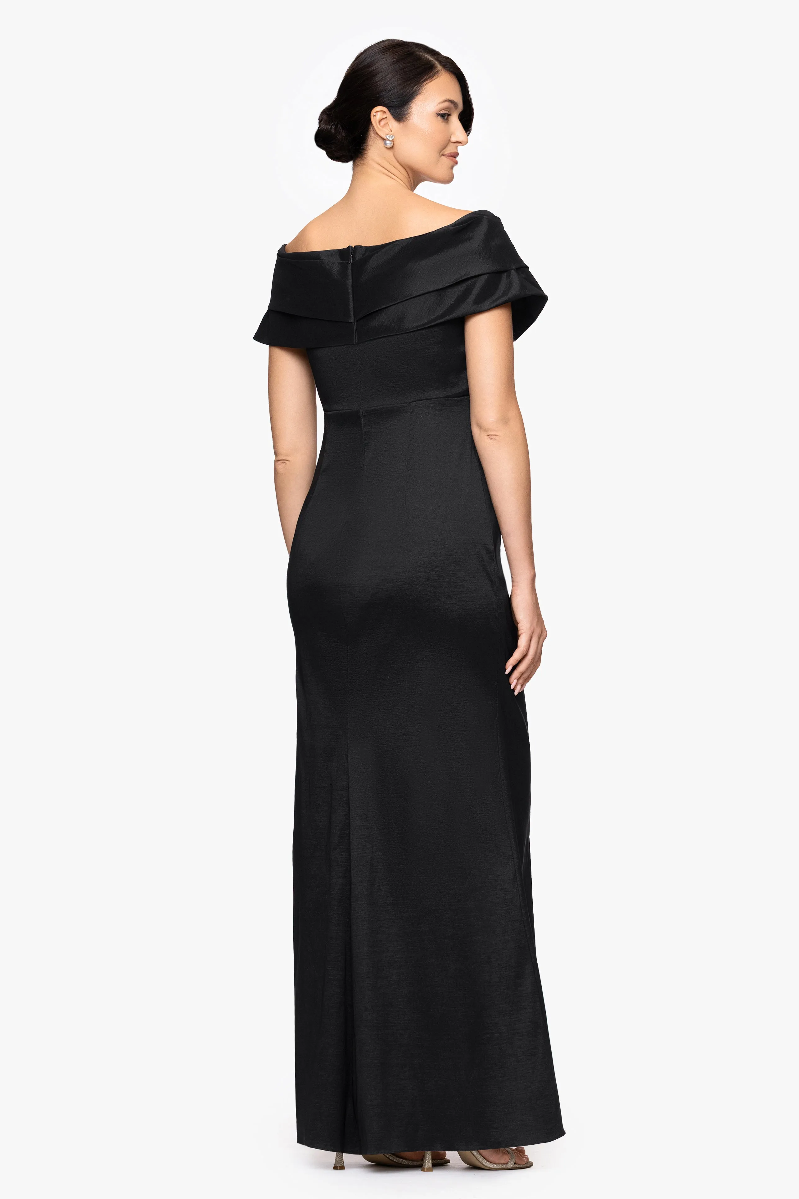 "Raquel" Taffeta Off the Shoulder Floor Length Dress sold by Betsy & Adam product image thumbnail 3