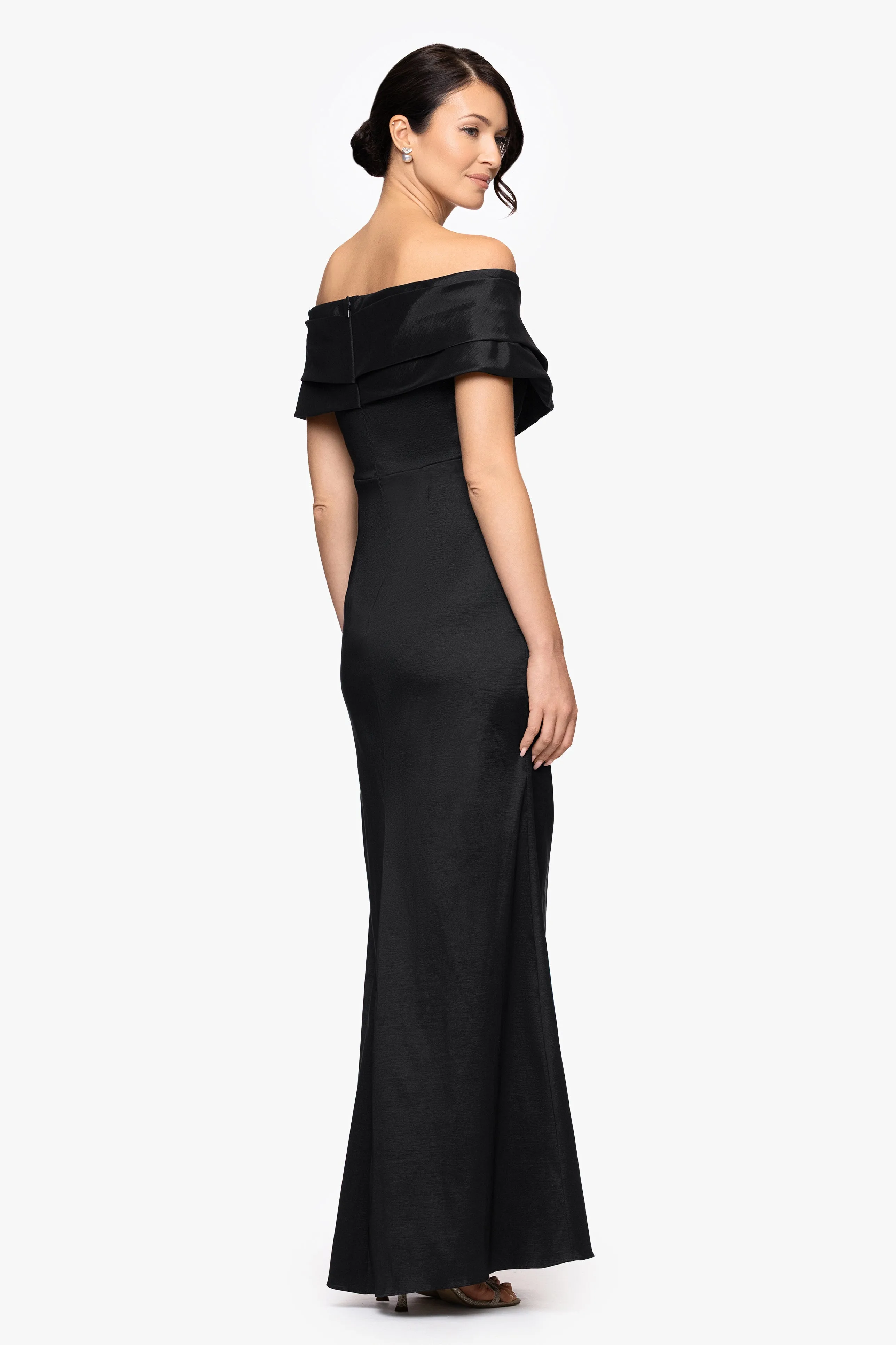 "Raquel" Taffeta Off the Shoulder Floor Length Dress sold by Betsy & Adam product image thumbnail 5