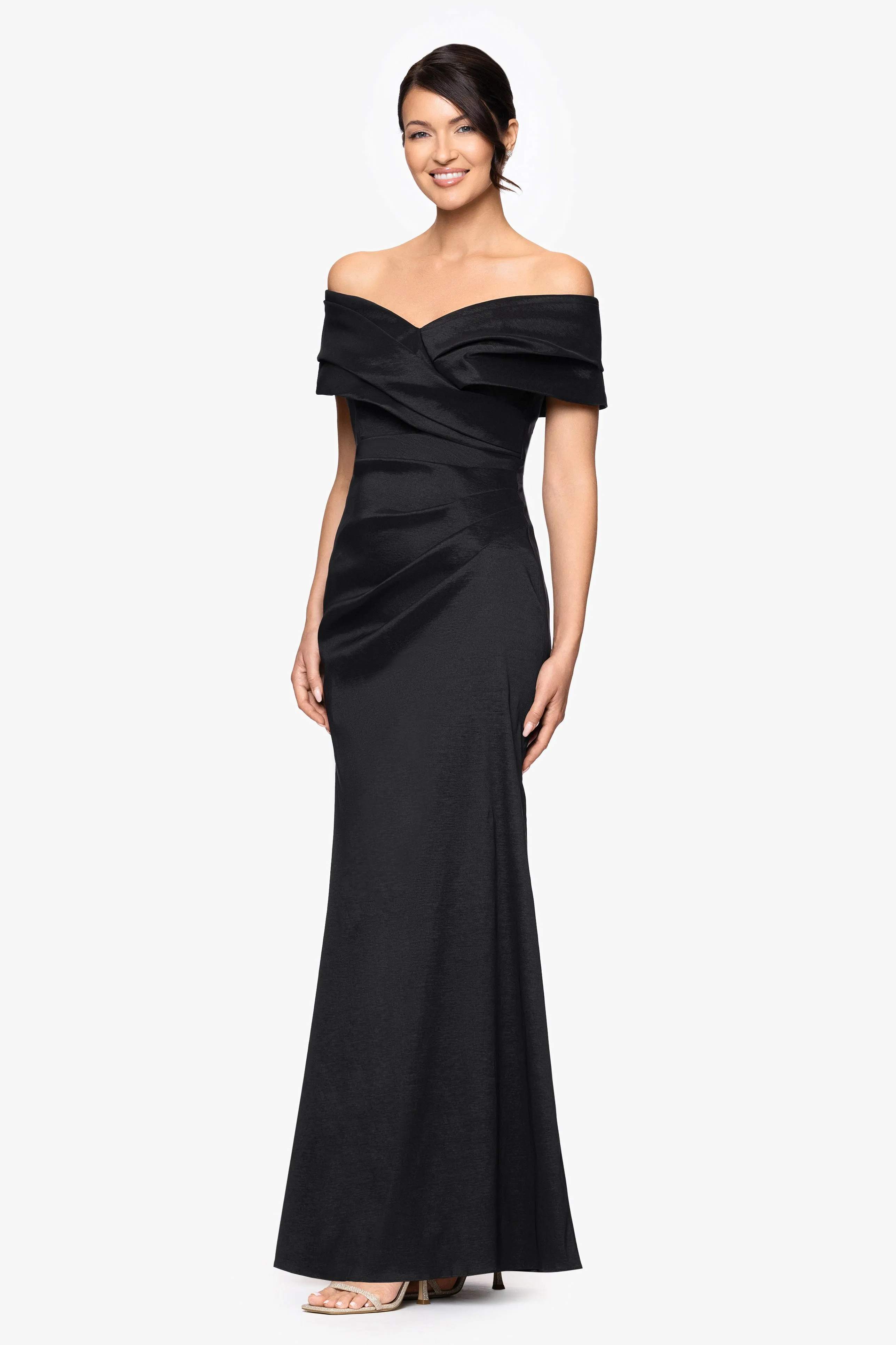 "Raquel" Taffeta Off the Shoulder Floor Length Dress sold by Betsy & Adam product image thumbnail 4