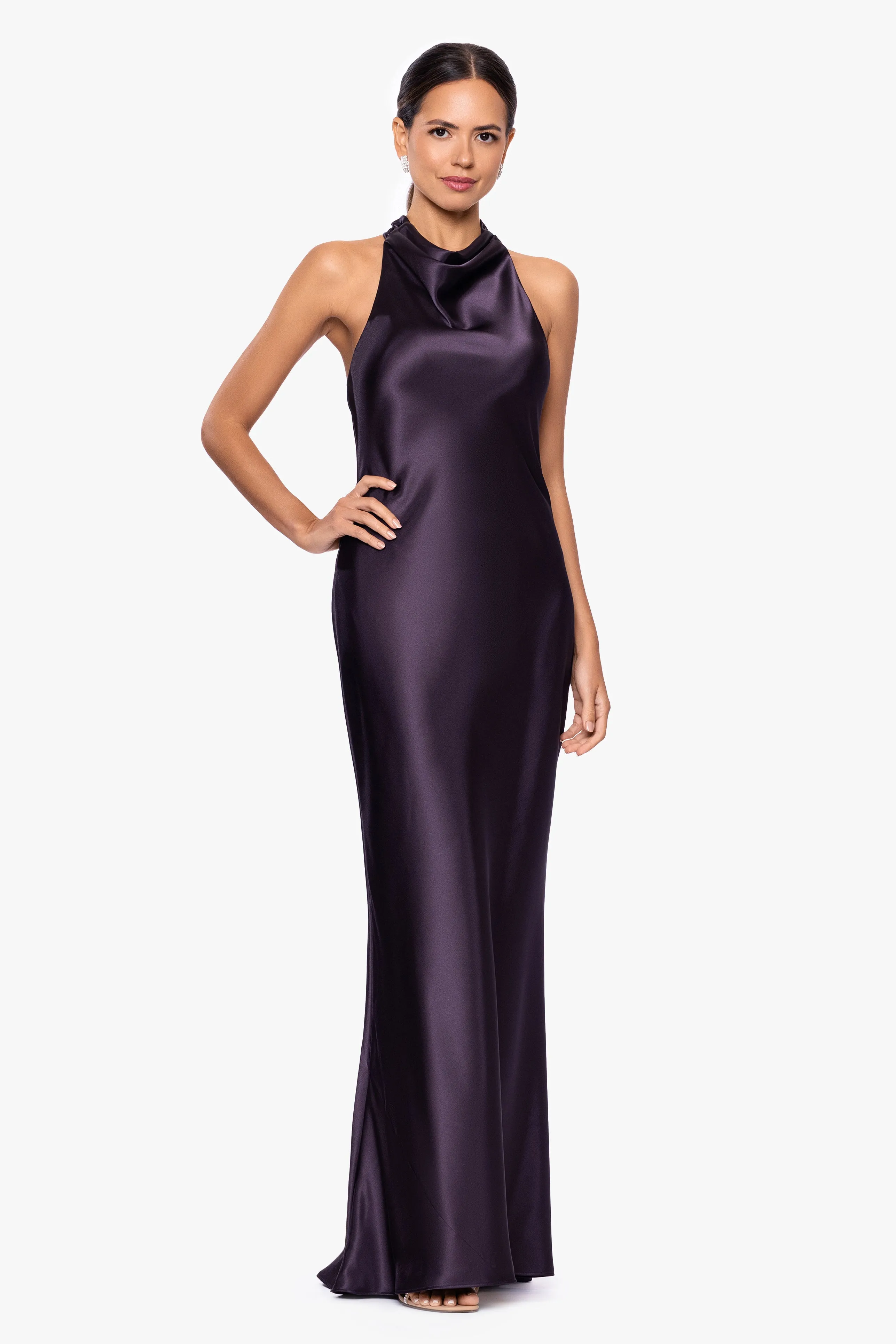 "Shannon" Halter Necktie Floor Length Dress sold by Betsy & Adam
