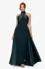 "Dina" Scuba Crepe Twist Halter Neck Floor Length Gown sold by Betsy & Adam