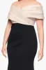 Plus "Yasmeen" Long Off The Shoulder Scuba Crepe Gown sold by Betsy & Adam