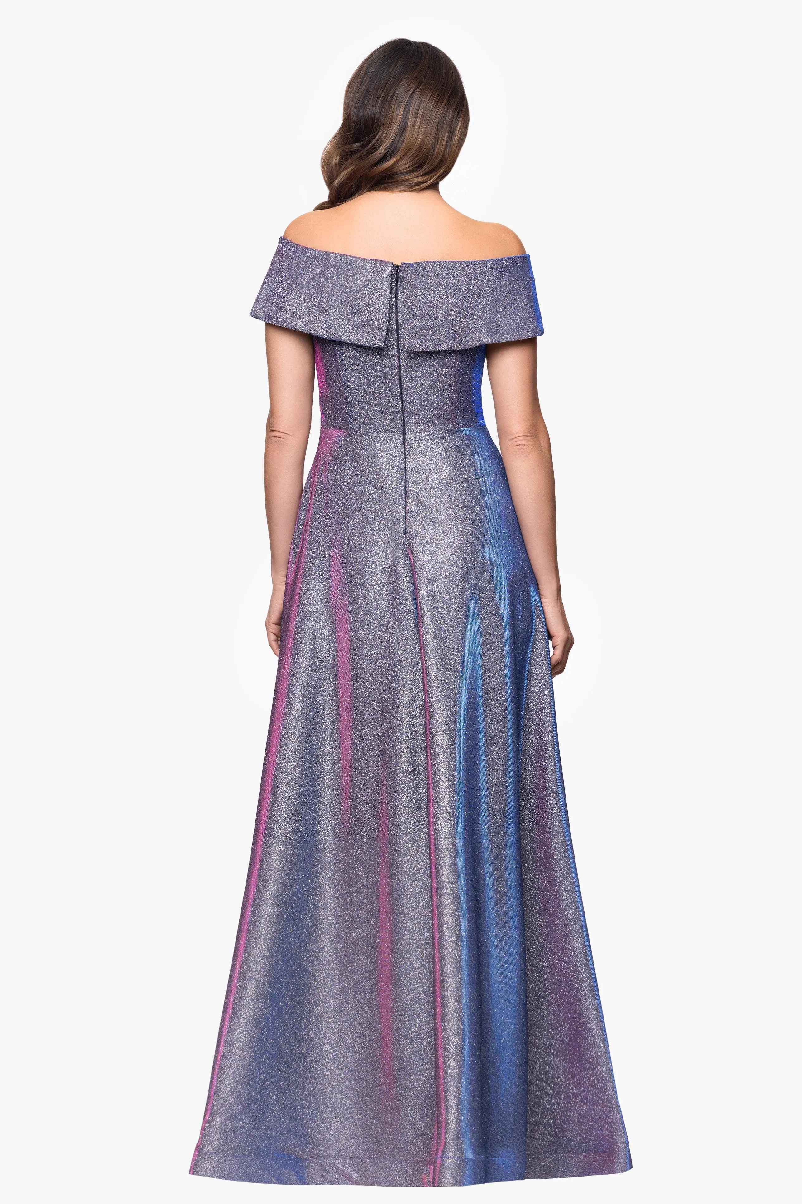 "Kendra" Galaxy Glitter Off the Shoulder Floor Length Gown sold by Betsy & Adam product image thumbnail 3
