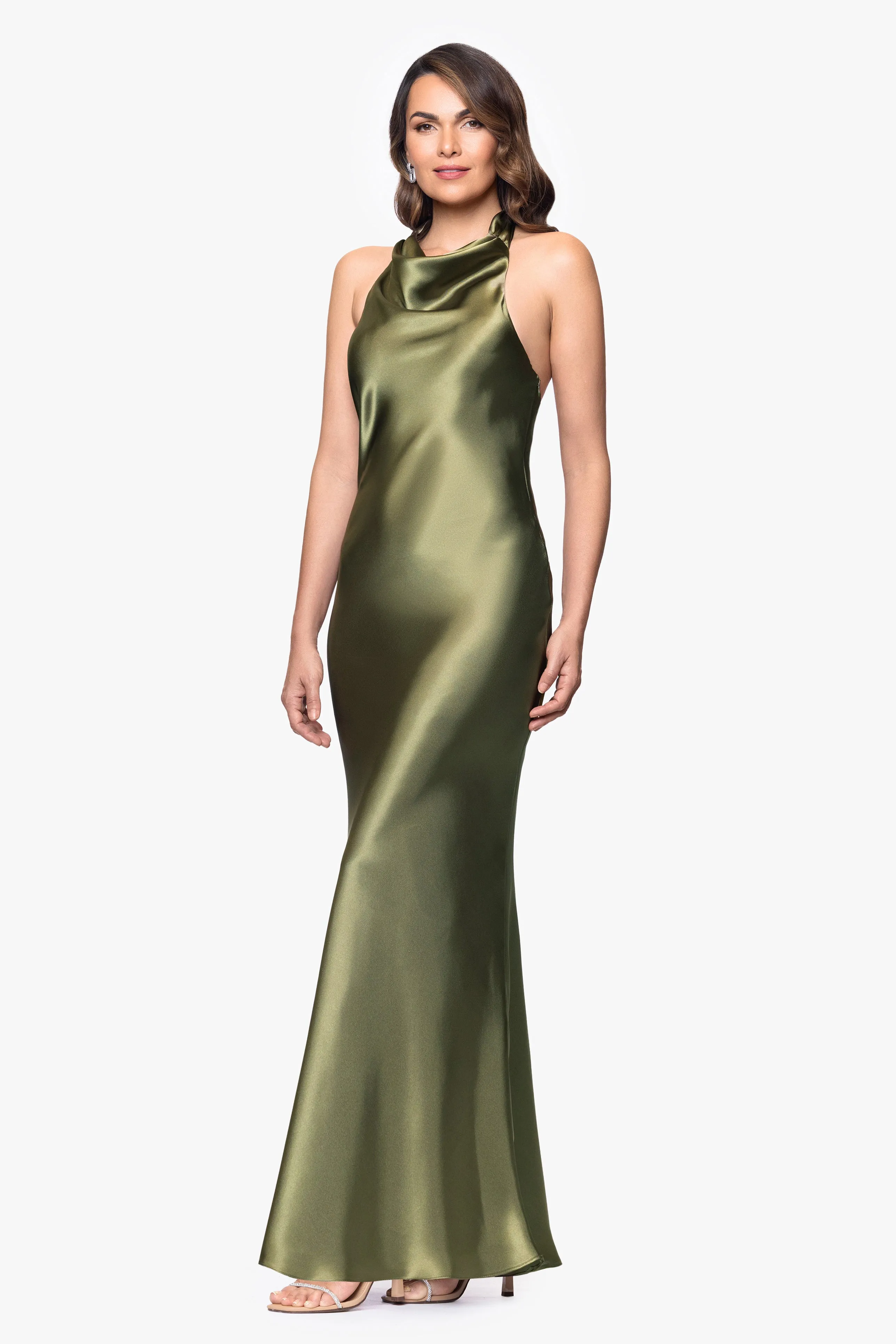 "Shannon" Halter Necktie Floor Length Dress sold by Betsy & Adam product image thumbnail 4