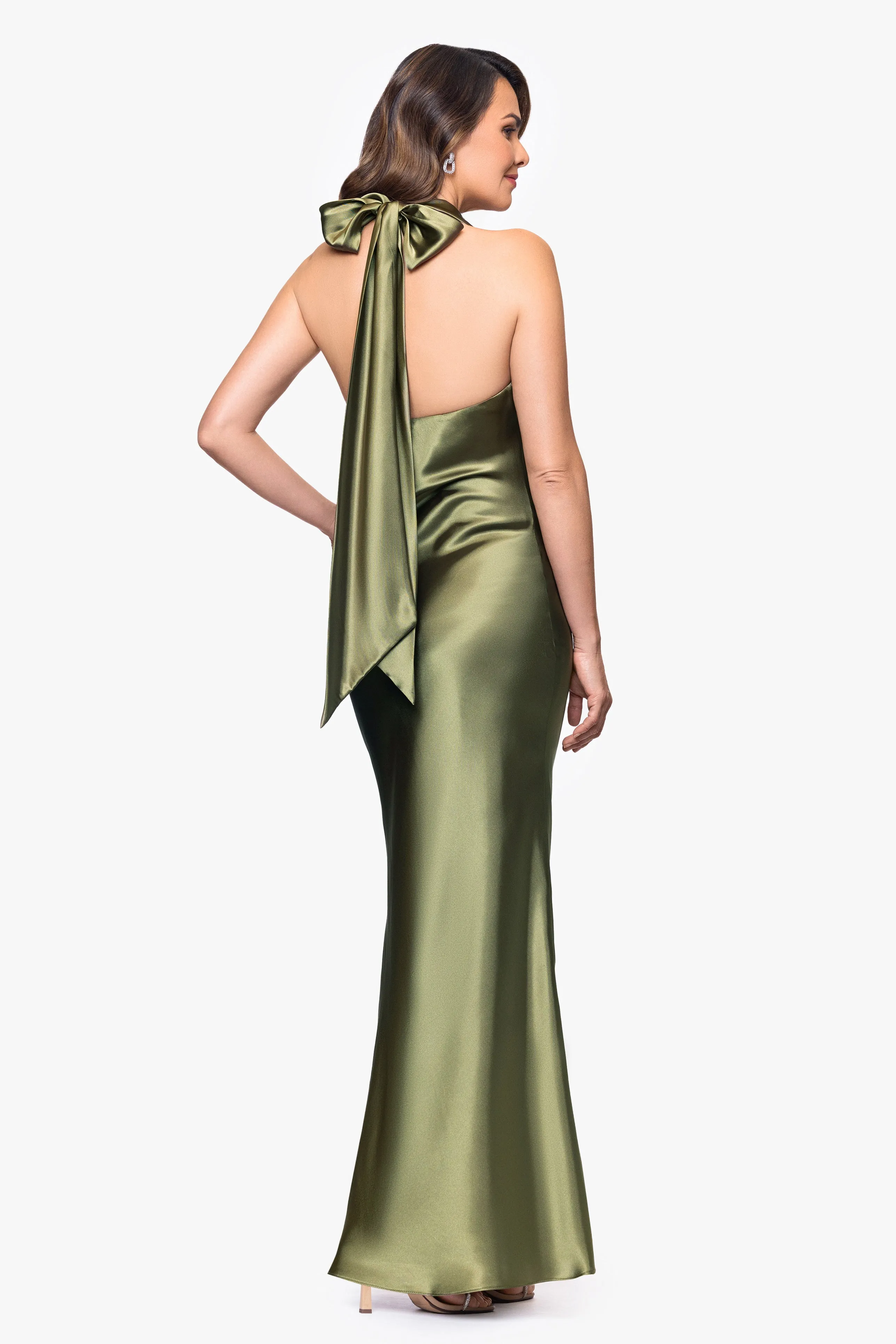 "Shannon" Halter Necktie Floor Length Dress sold by Betsy & Adam product image thumbnail 3
