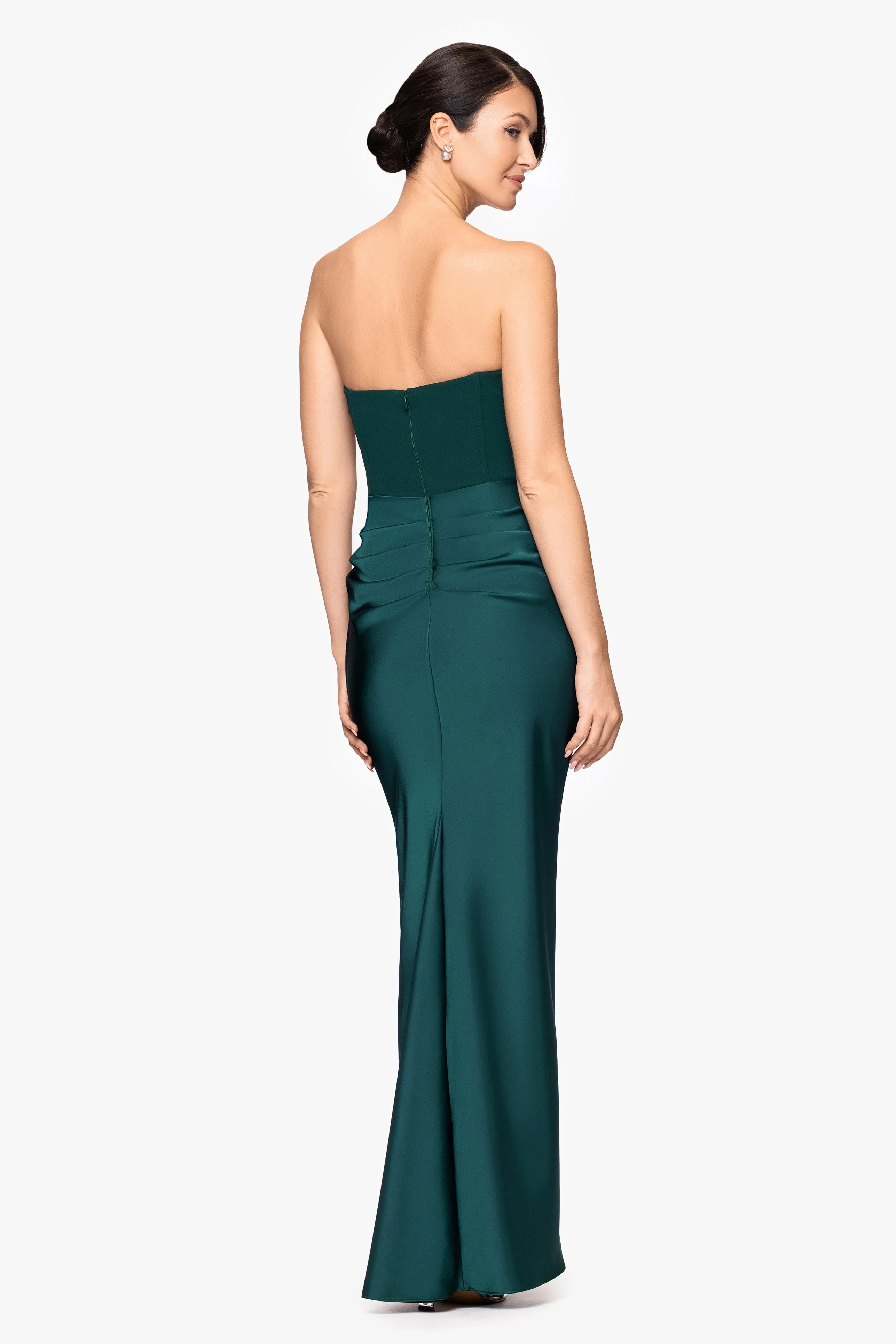 Petite "Debra" Long Strapless Scuba Crepe and Satin Gown sold by Betsy & Adam product image thumbnail 3