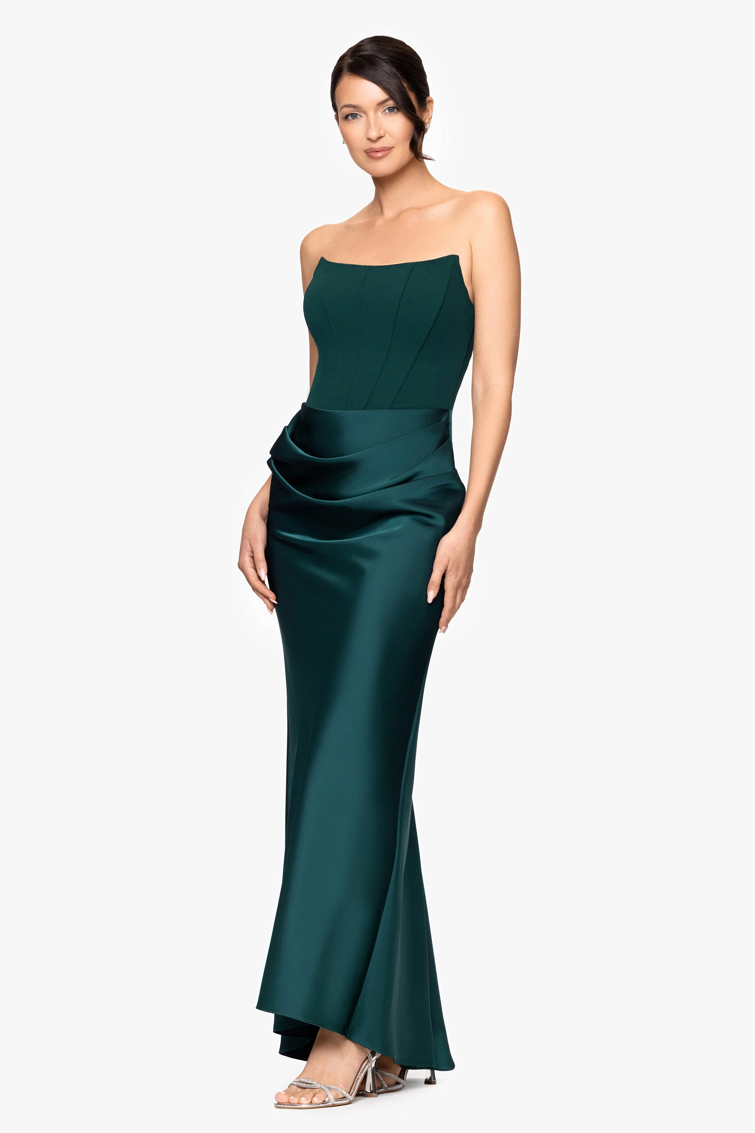 Petite "Debra" Long Strapless Scuba Crepe and Satin Gown sold by Betsy & Adam product image thumbnail 4