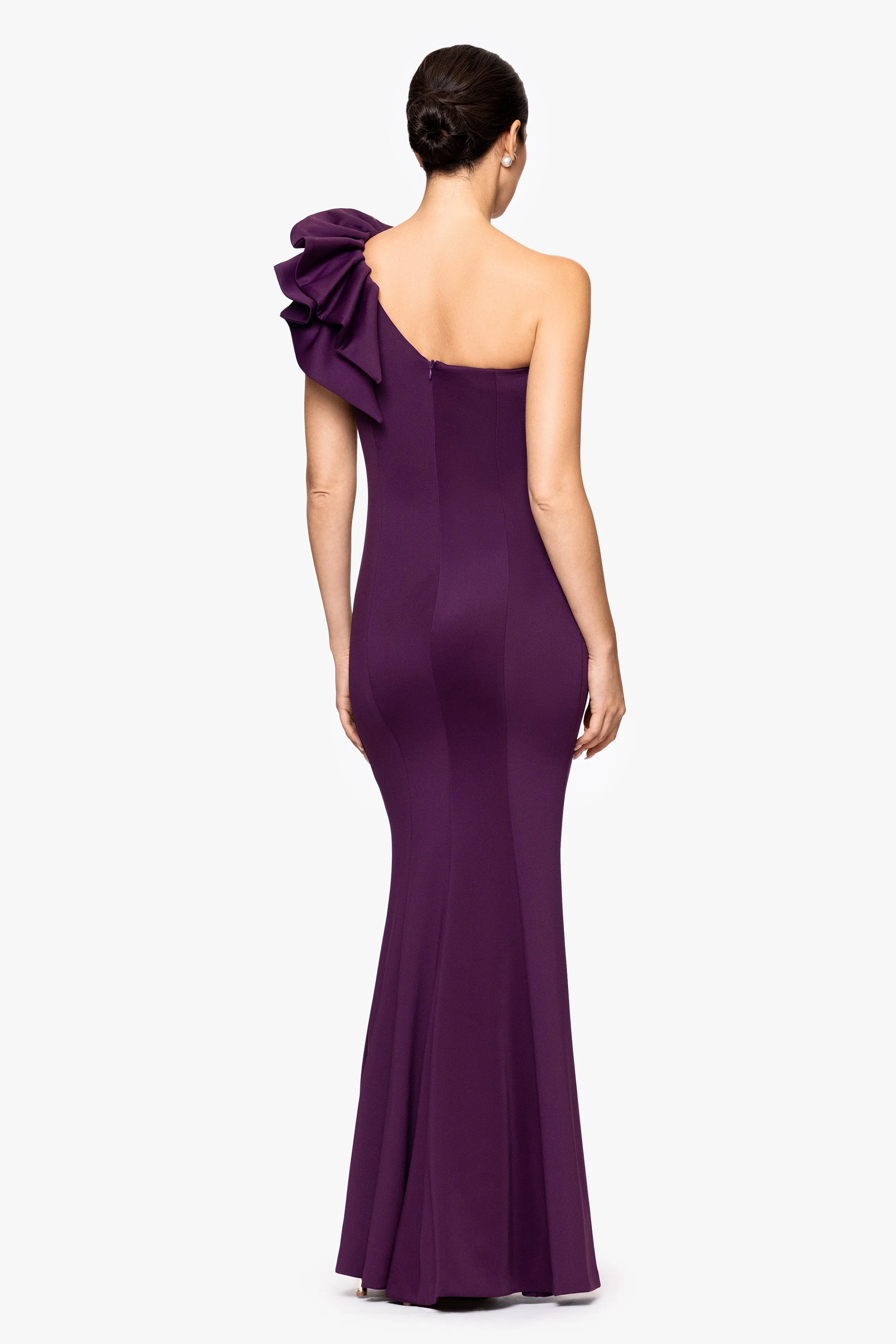 "Daisy" Long Scuba Crepe One Shoulder Dress sold by Betsy & Adam product image thumbnail 3