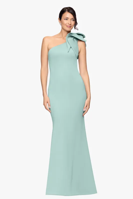 "Daisy" Long Scuba Crepe One Shoulder Dress sold by Betsy & Adam