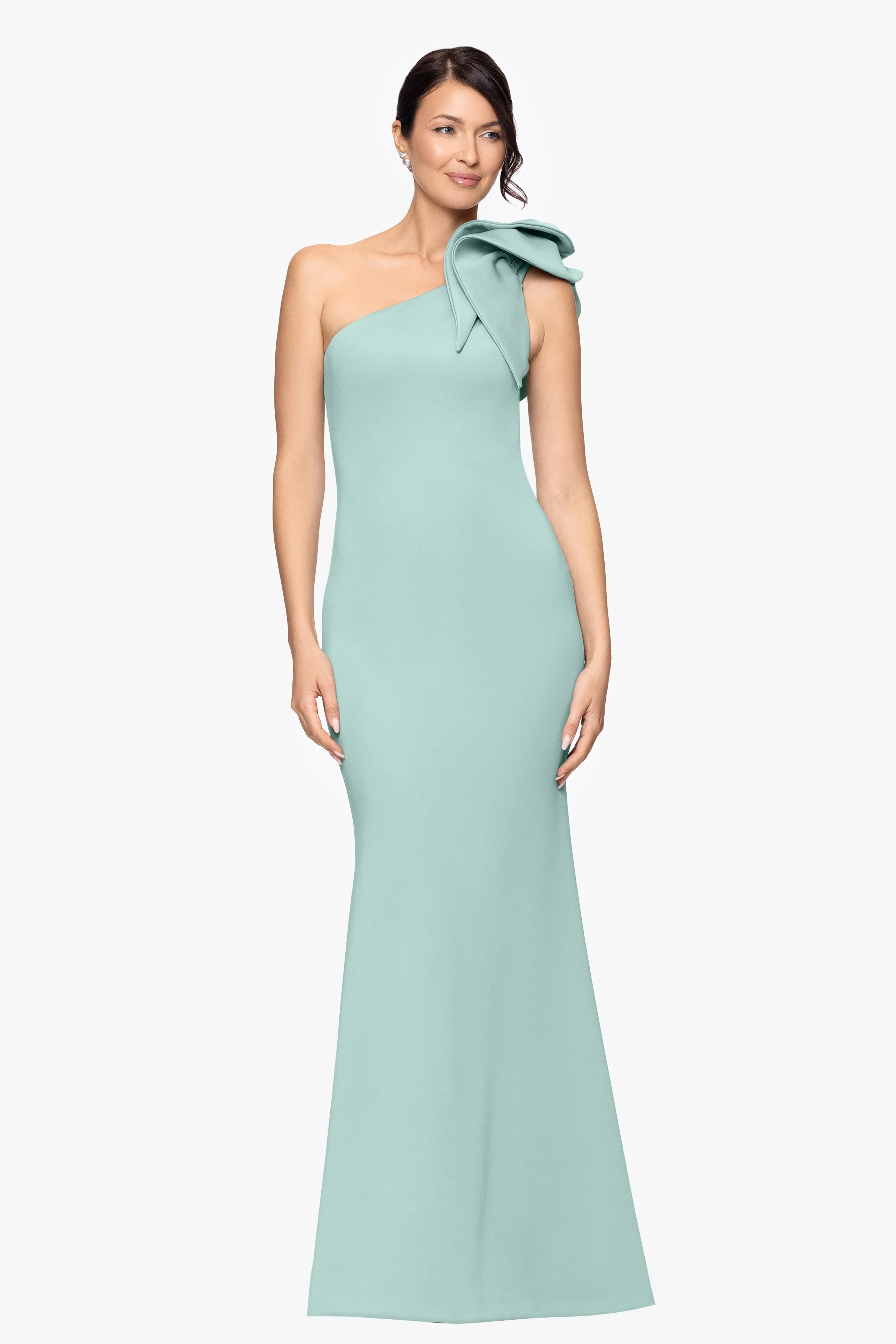 "Daisy" Long Scuba Crepe One Shoulder Dress sold by Betsy & Adam