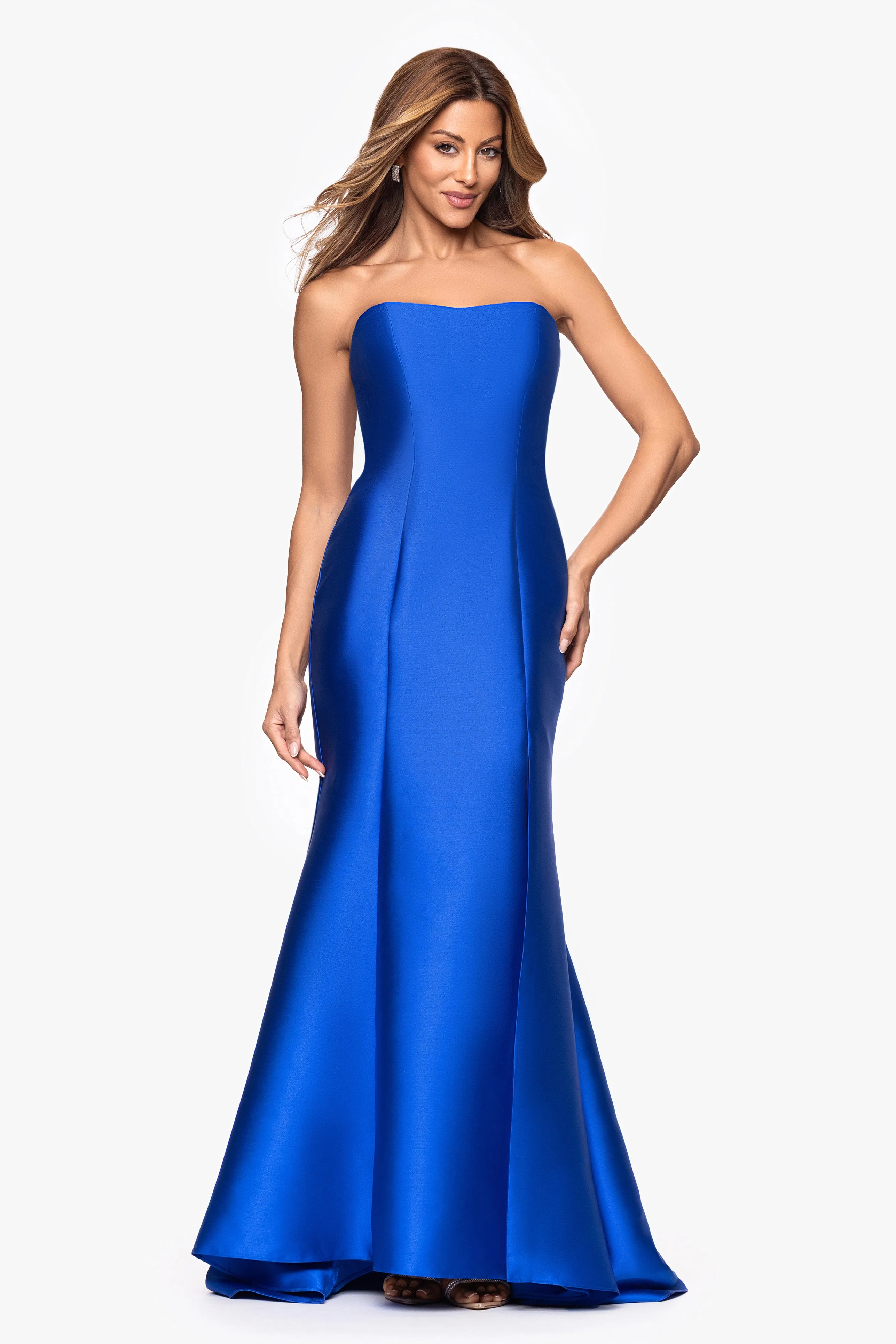 "Trinity" Mikado Strapless Tieback Floor Length Dress sold by Betsy & Adam product image thumbnail 5