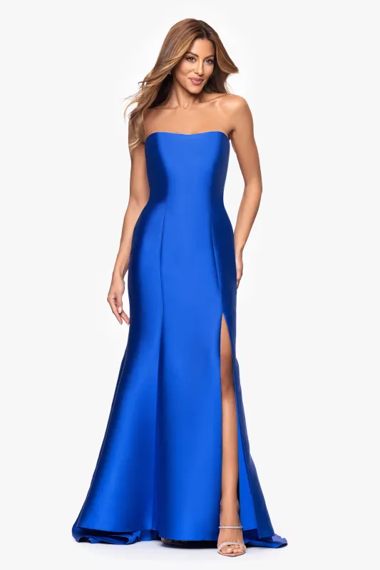"Trinity" Mikado Strapless Tieback Floor Length Dress sold by Betsy & Adam