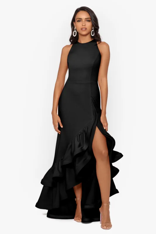 Petite "Arielle" Ruffle Tier Scuba Crepe Dress sold by Betsy & Adam