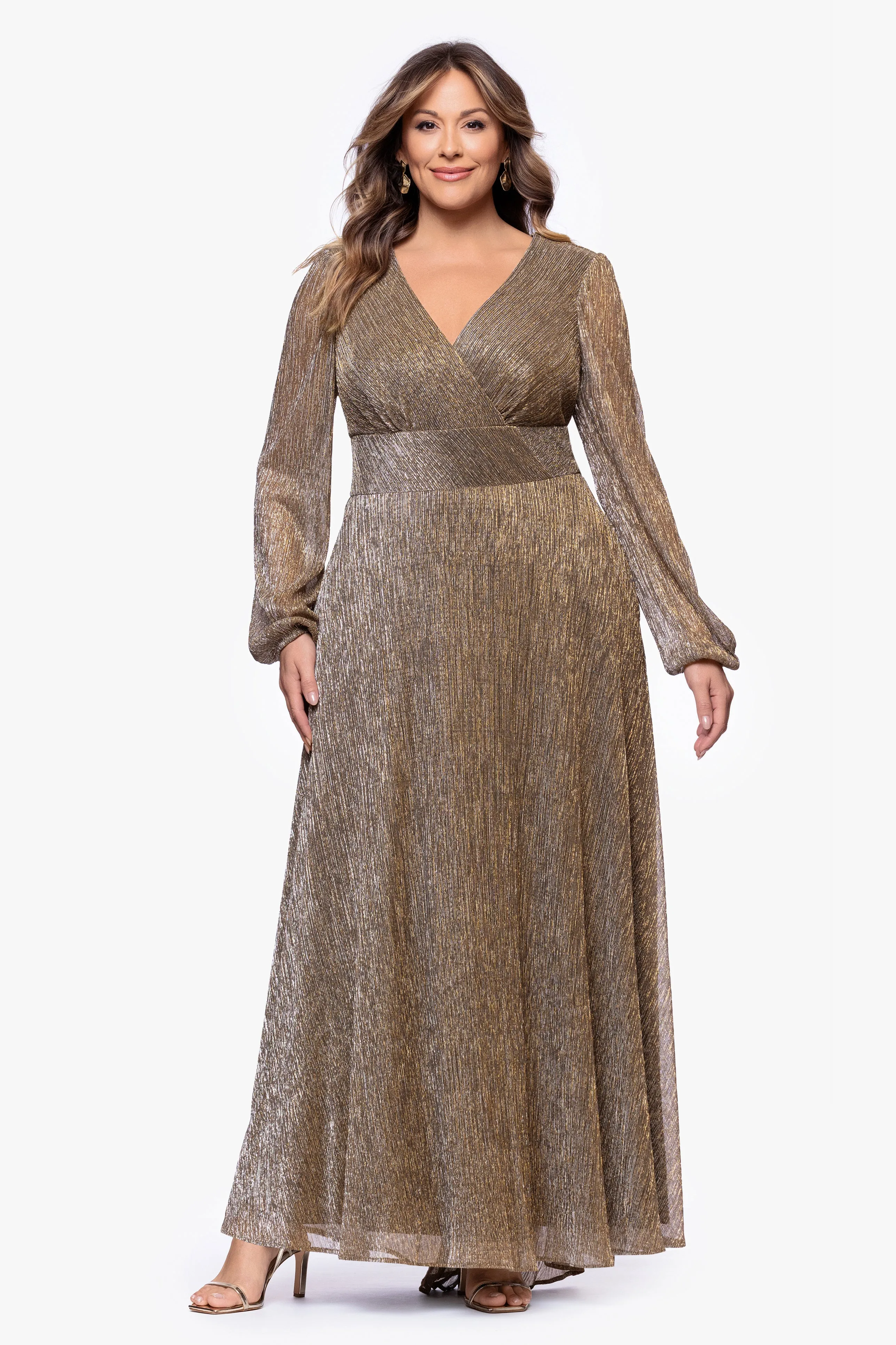 Plus "Alexa" Long Sleeve Metallic Knit Dress sold by Betsy & Adam