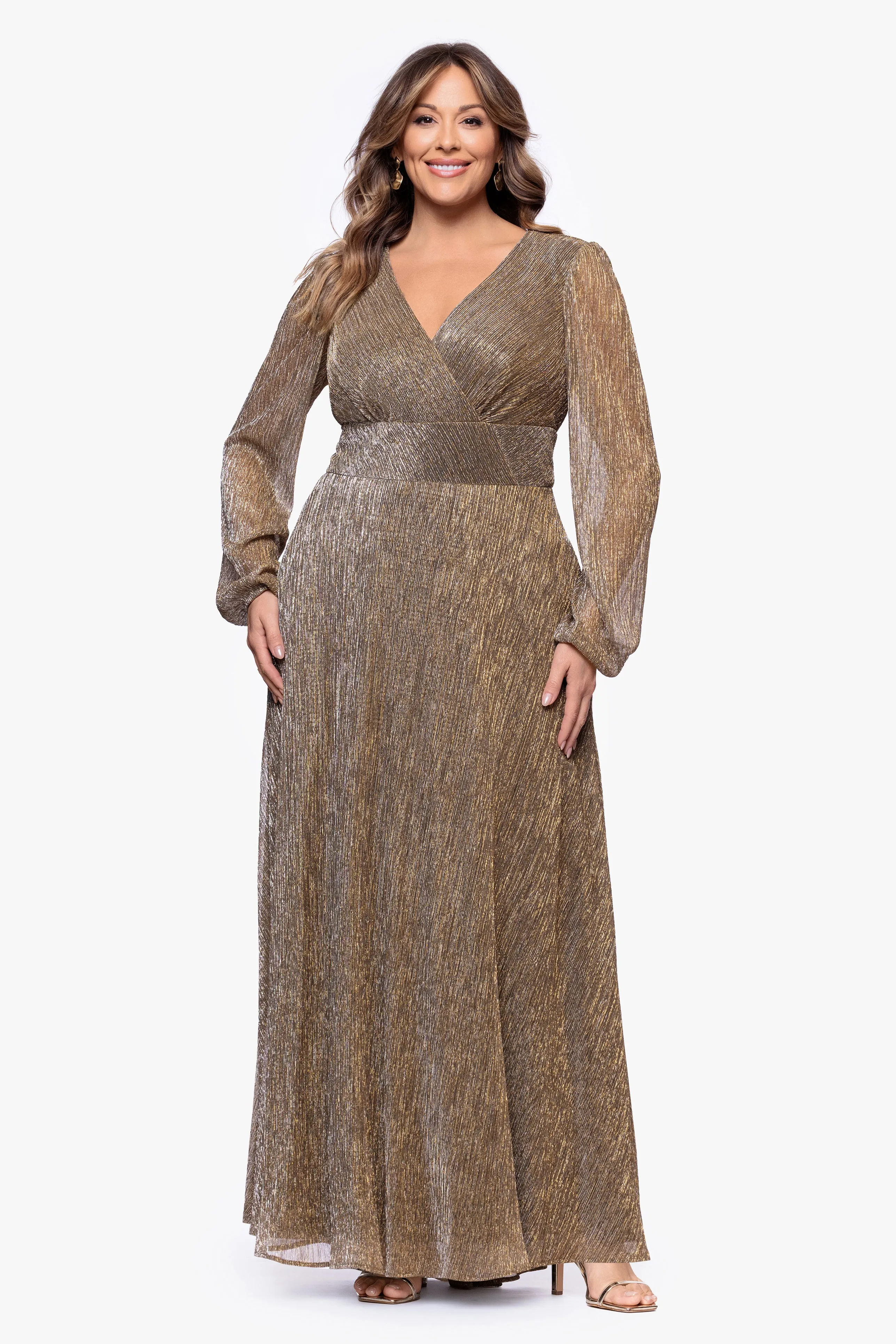 Plus "Alexa" Long Sleeve Metallic Knit Dress sold by Betsy & Adam product image thumbnail 5