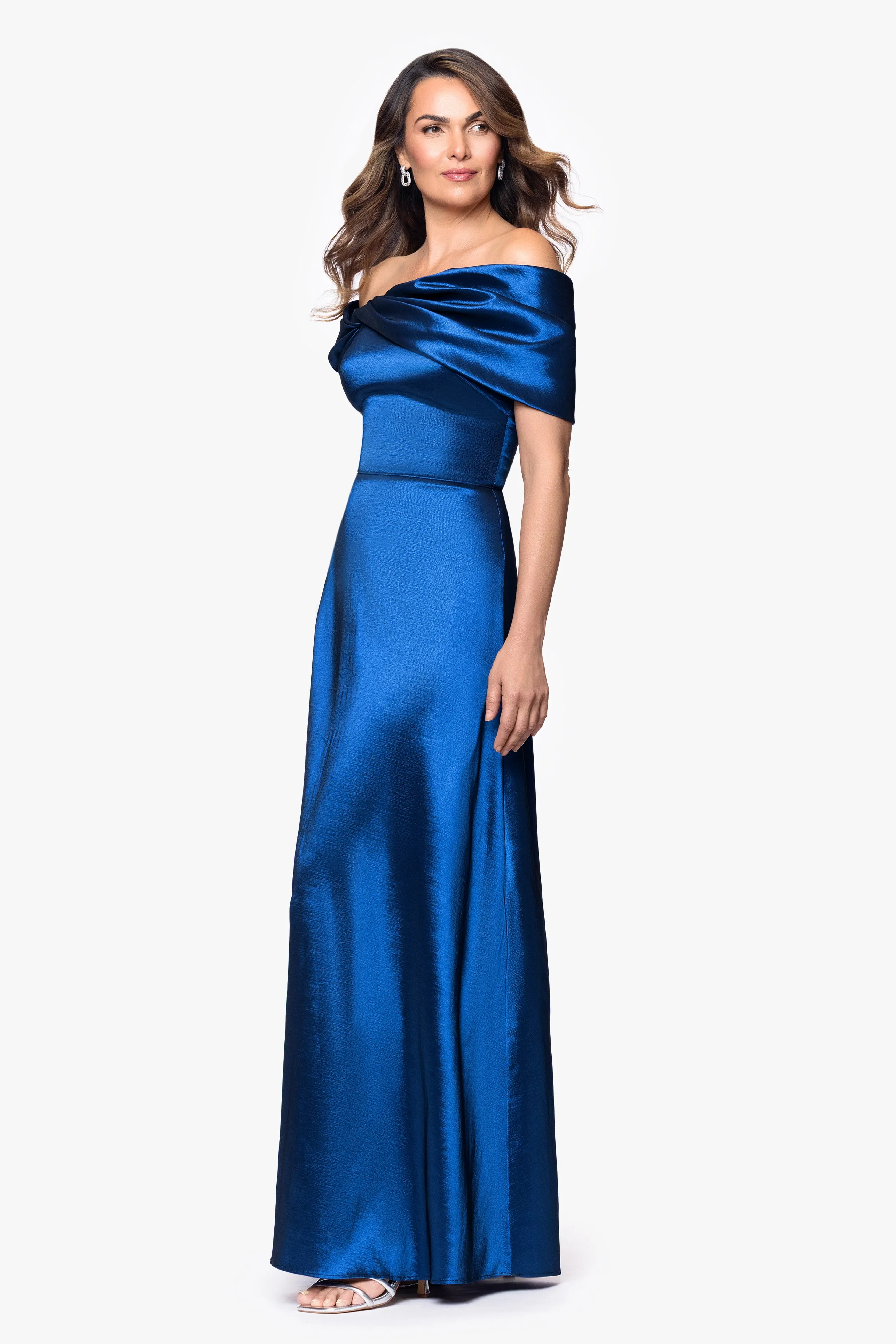 "Mikayla" Taffeta Off the Shoulder Floor Length Dress sold by Betsy & Adam product image thumbnail 4