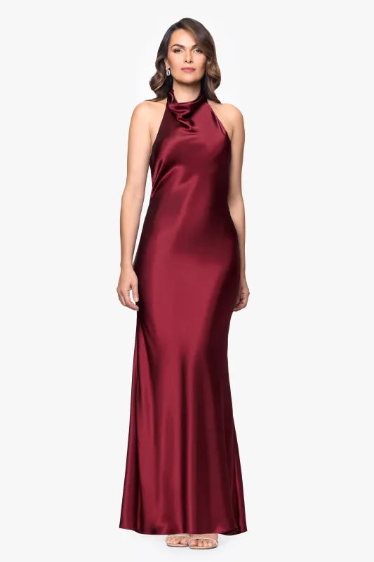 "Shannon" Halter Necktie Floor Length Dress sold by Betsy & Adam