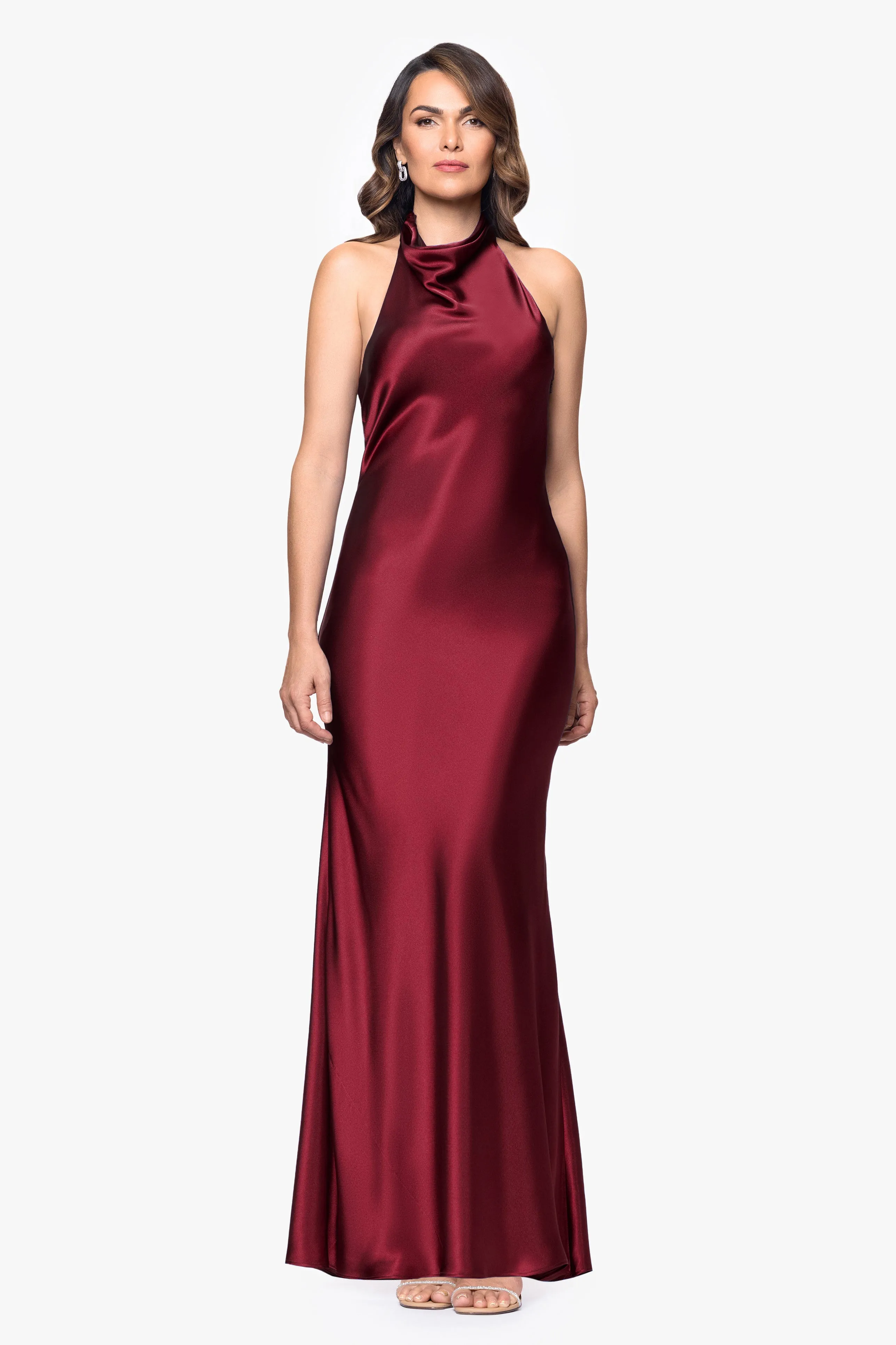 "Shannon" Halter Necktie Floor Length Dress sold by Betsy & Adam