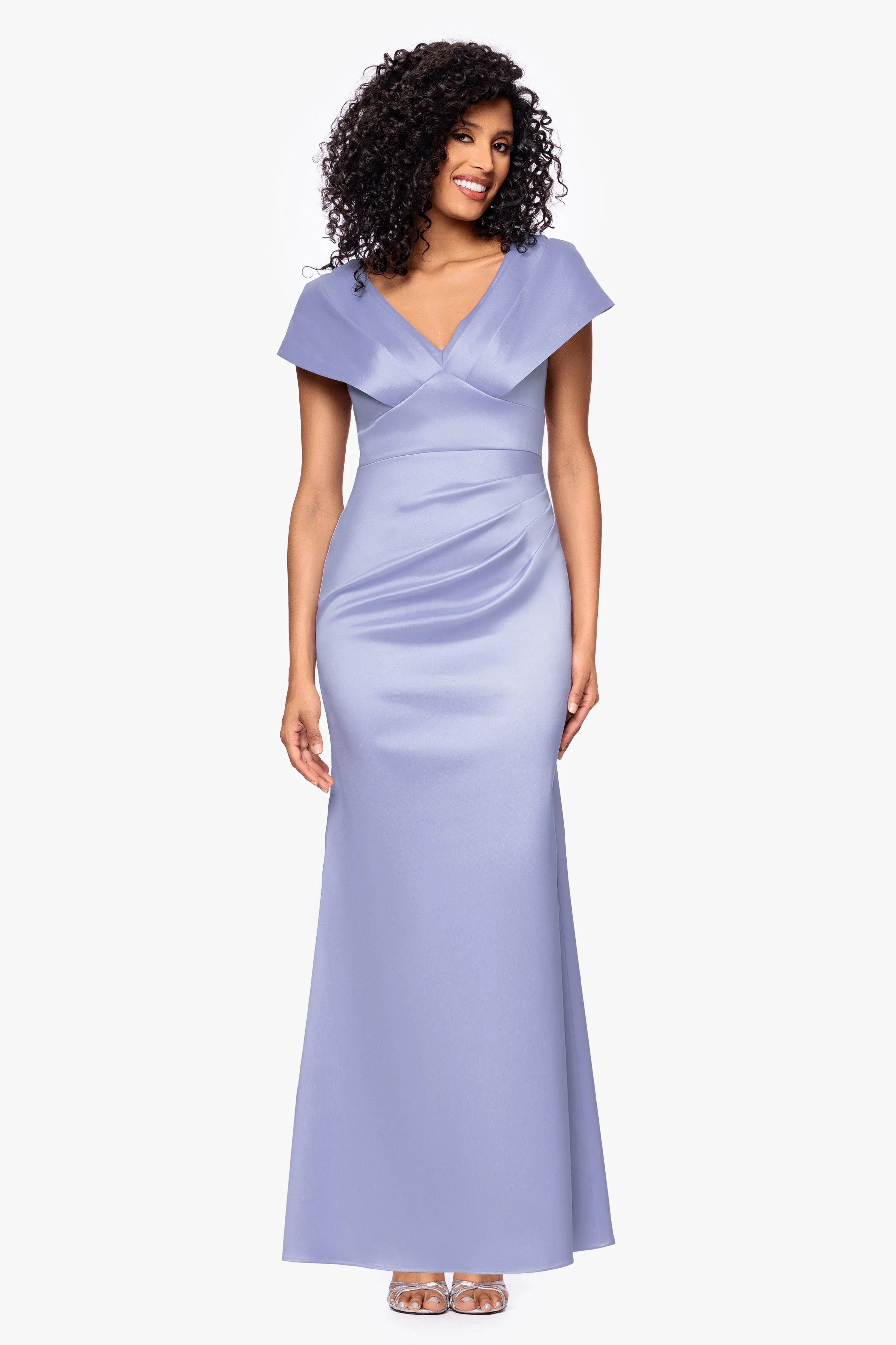 Petite "Rosa" Mikado V-Neck Floor Length Dress sold by Betsy & Adam product image thumbnail 5