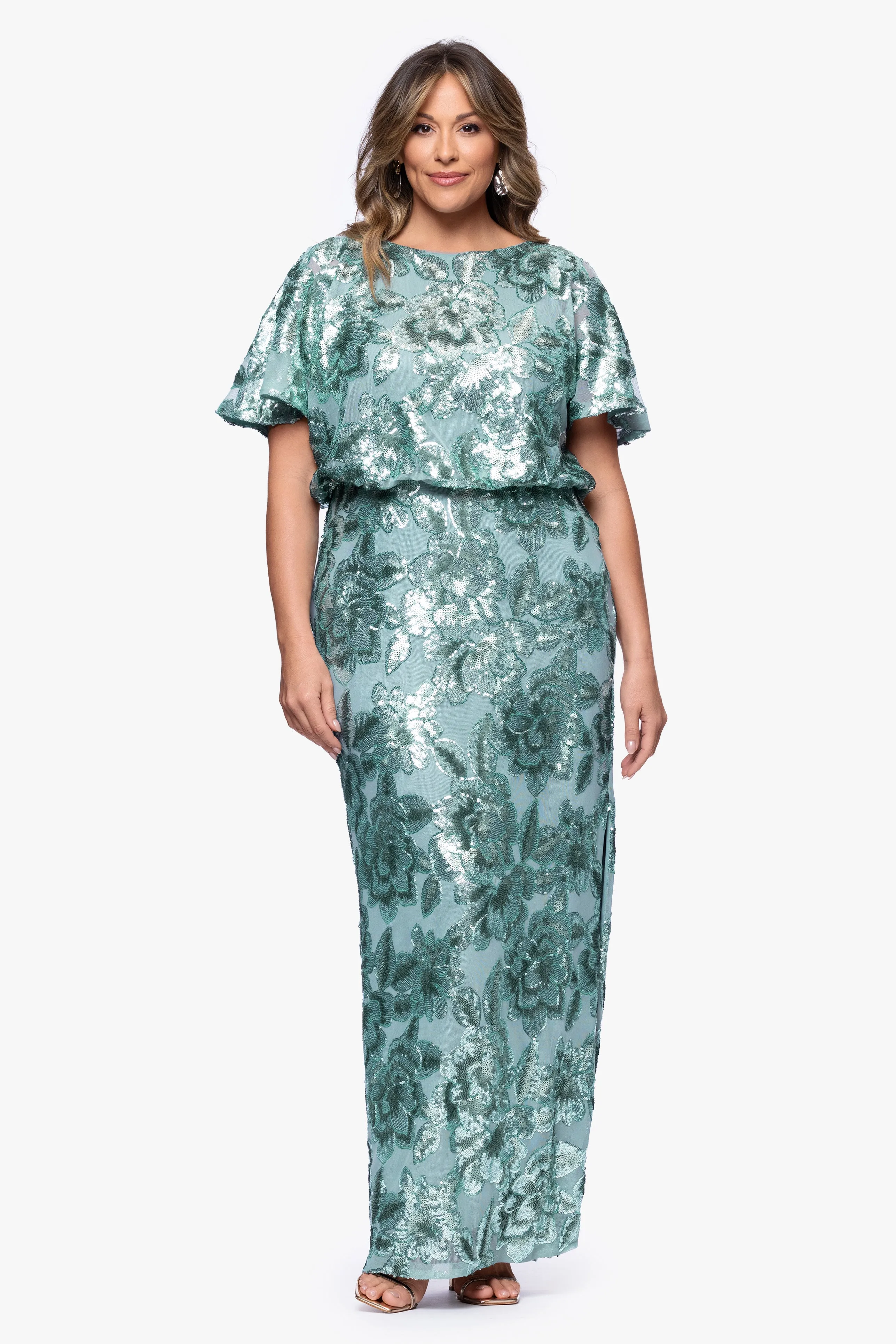 Plus "Tracy" Sequin Embellished Floor Length Dress sold by Betsy & Adam product image thumbnail 5