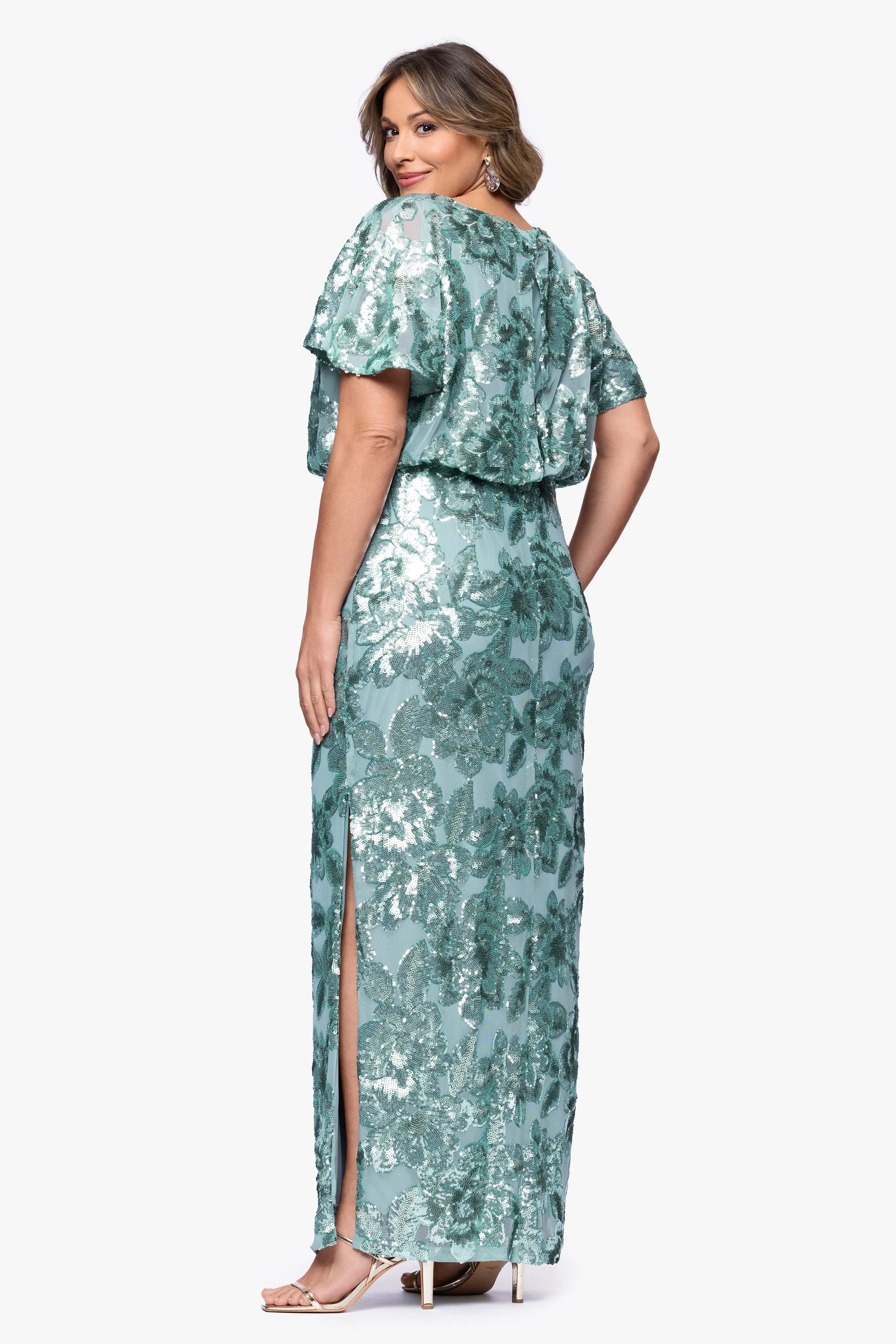 Plus "Tracy" Sequin Embellished Floor Length Dress sold by Betsy & Adam product image thumbnail 3
