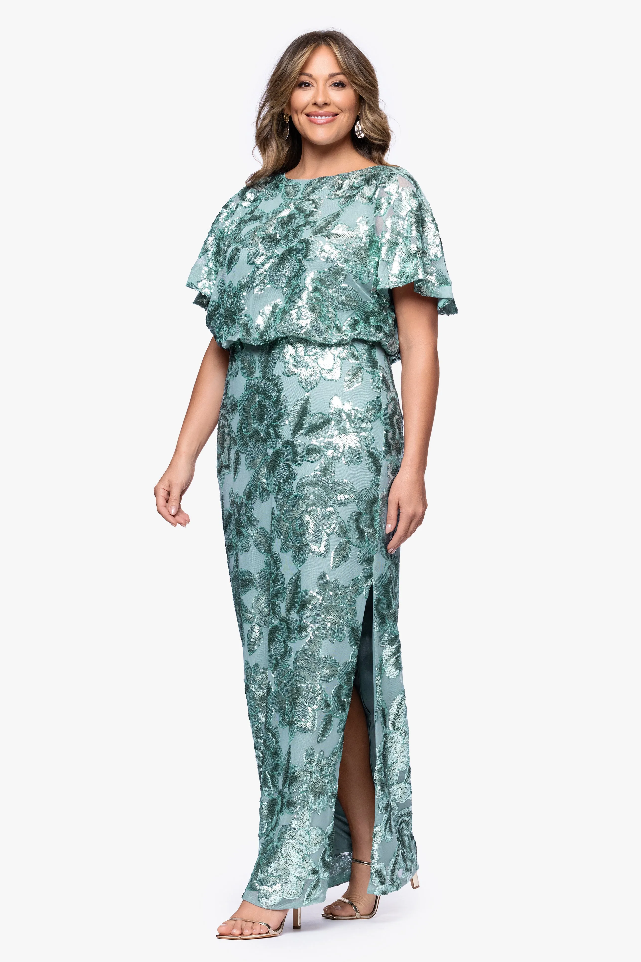 Plus "Tracy" Sequin Embellished Floor Length Dress sold by Betsy & Adam product image thumbnail 4