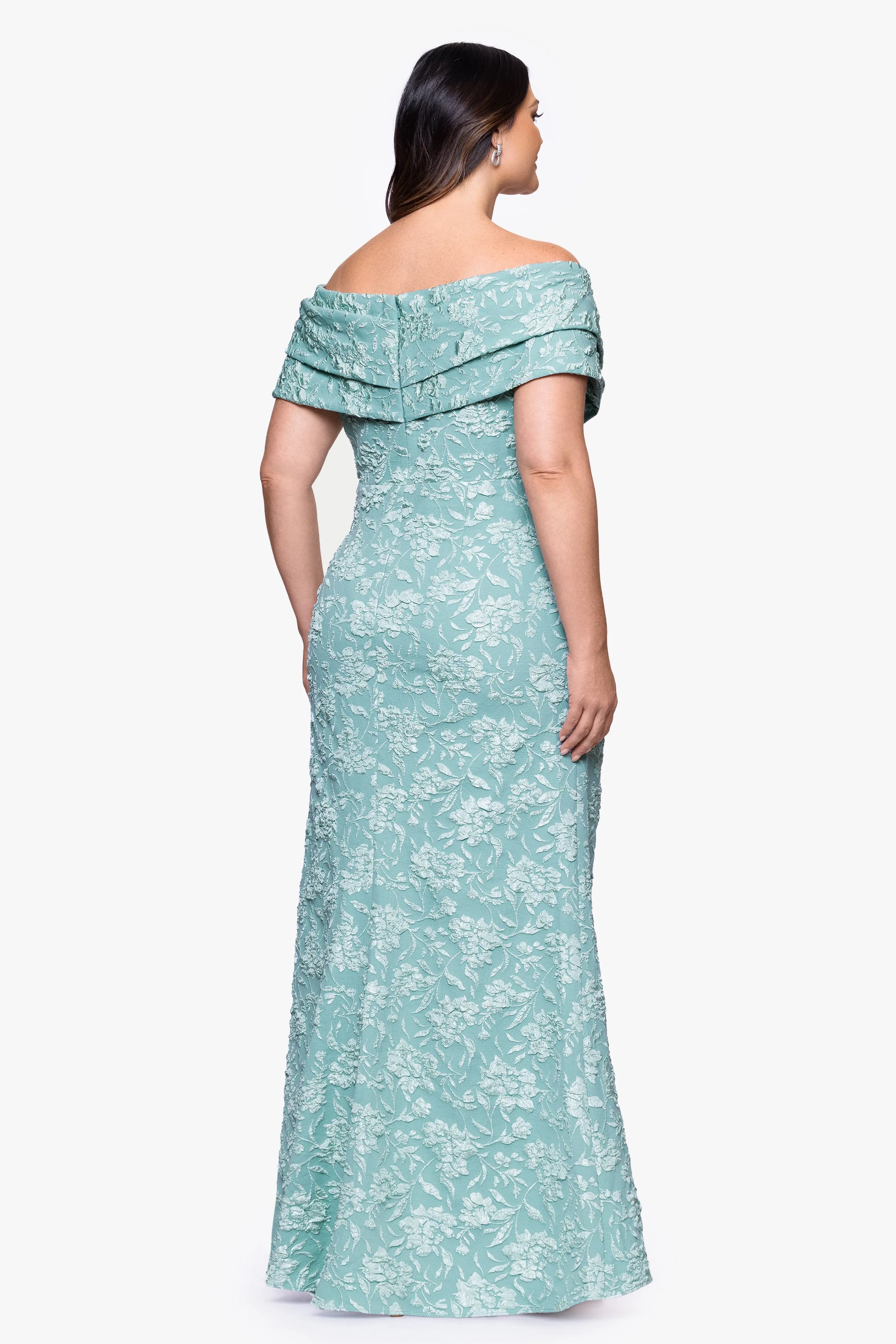 Plus "April" Jacquard Off the Shoulder Floor Length Dress sold by Betsy & Adam product image thumbnail 3