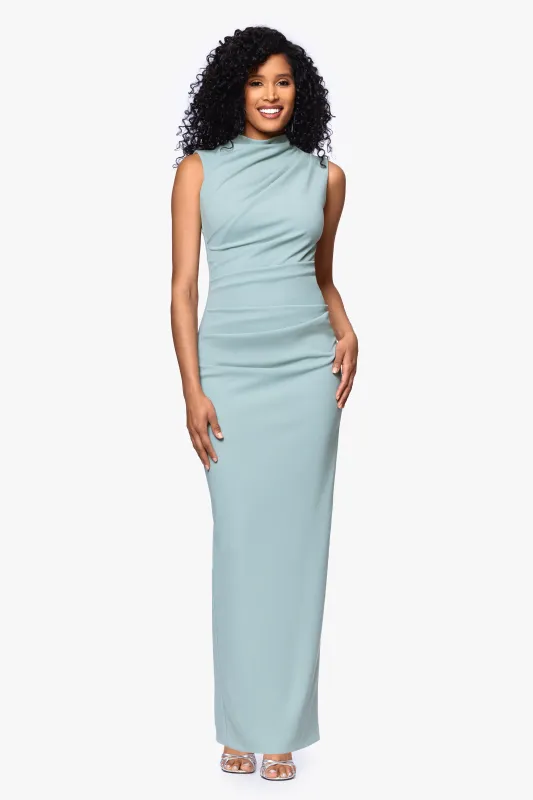 "Katalina" Scuba Crepe Cap Sleeve Mock Neck Floor Length Dress sold by Betsy & Adam