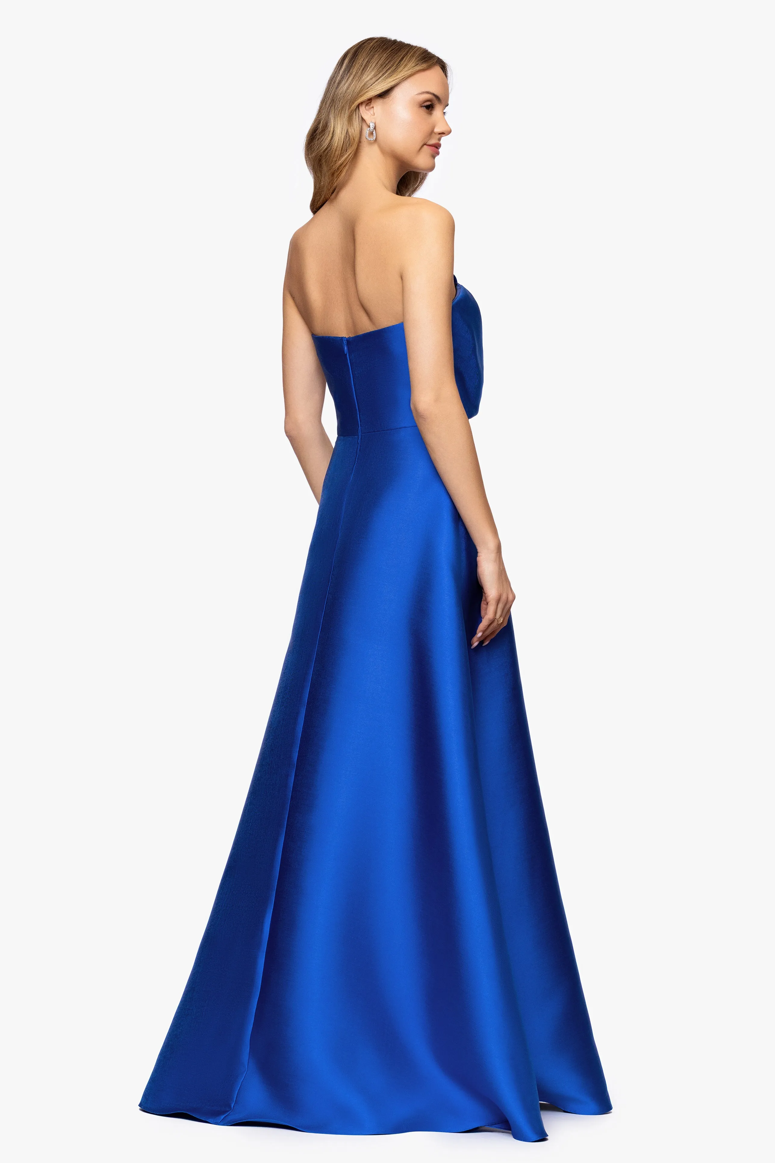"Audrey" Mikado Strapless Bow Twist Floor Length Dress sold by Betsy & Adam product image thumbnail 3