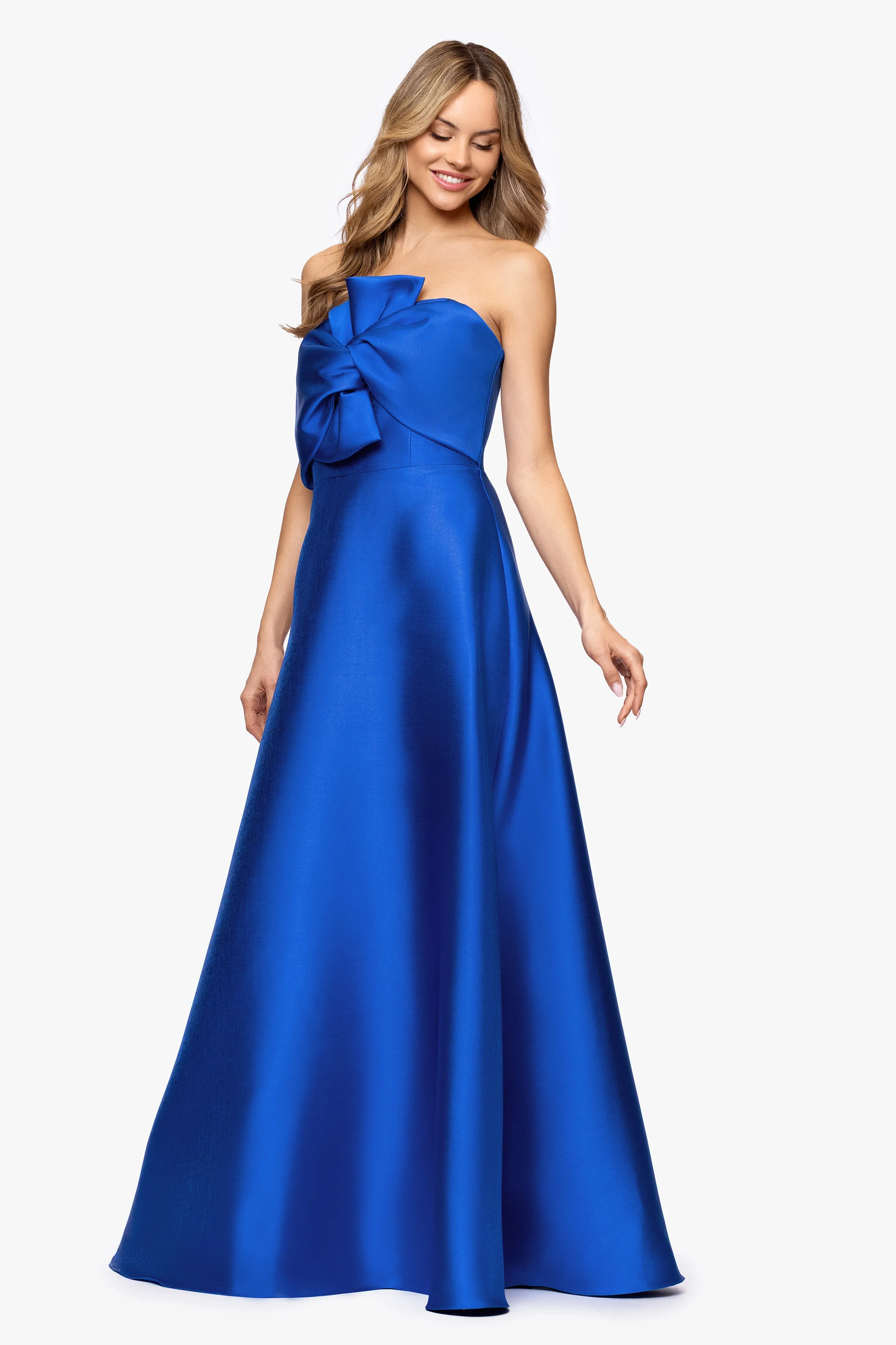 "Audrey" Mikado Strapless Bow Twist Floor Length Dress sold by Betsy & Adam product image thumbnail 4