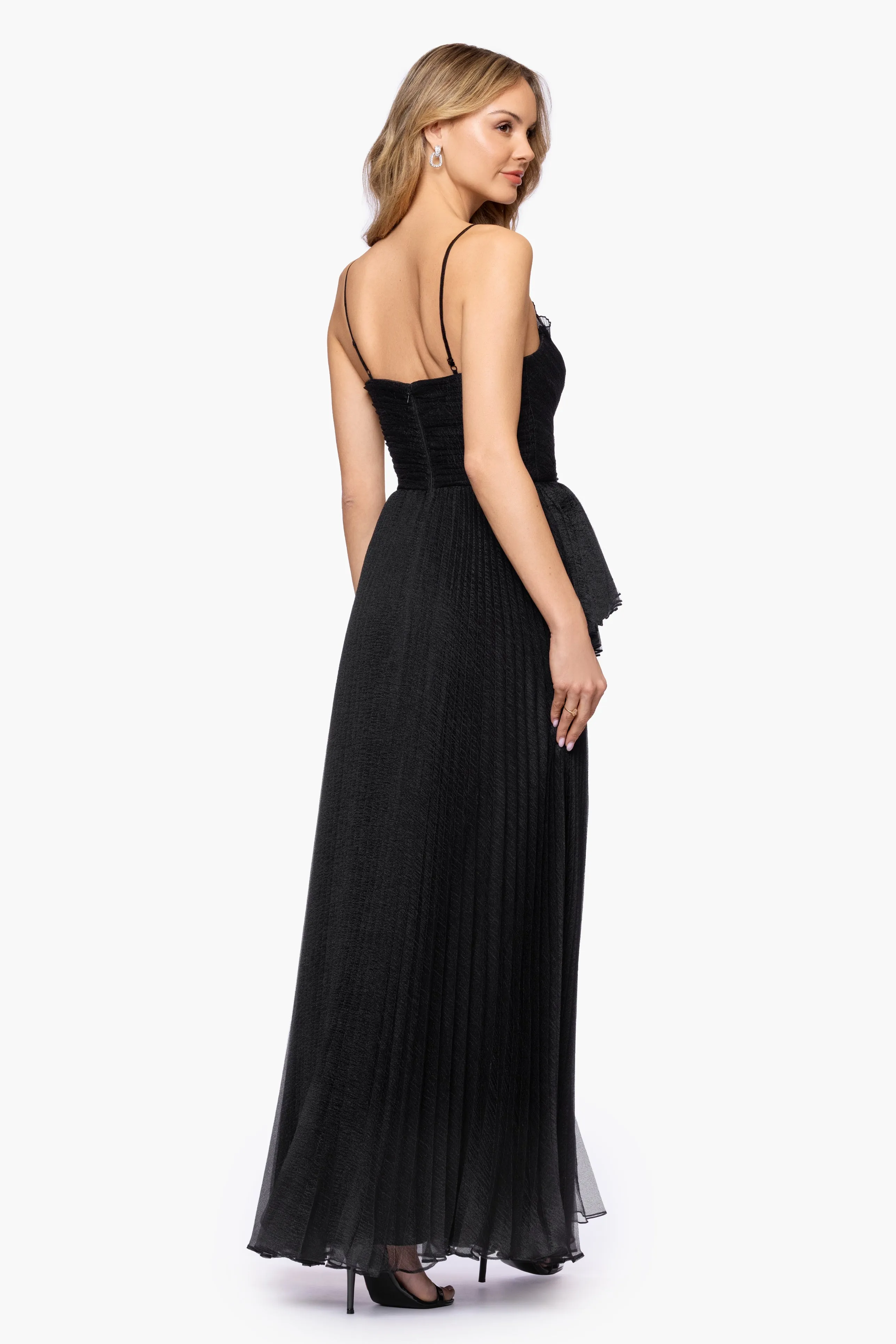 "Victoria" Organza Pleated Floor Length Dress sold by Betsy & Adam product image thumbnail 3