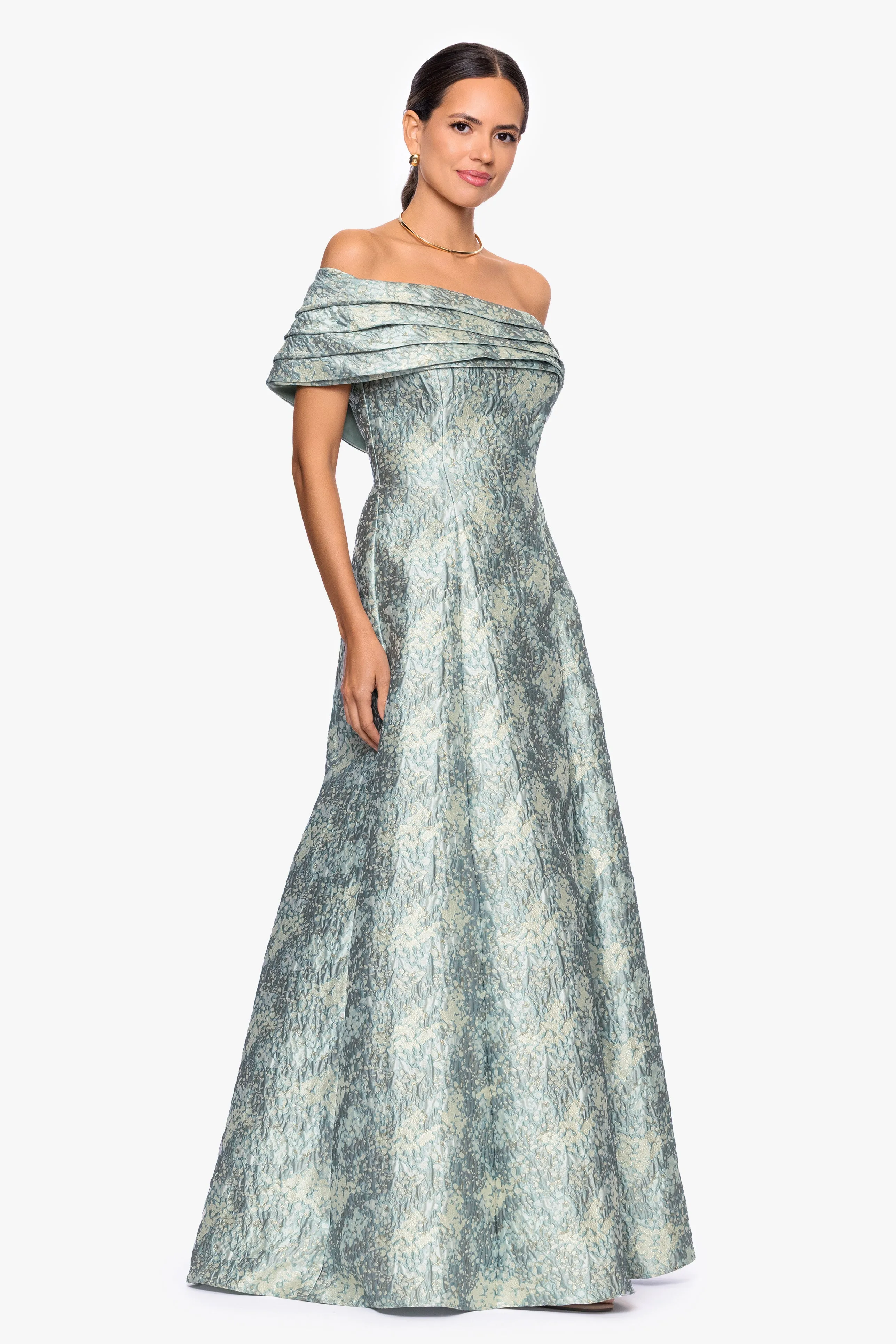 "Judith" Brocade One Shoulder A-Line Floor Length Dress sold by Betsy & Adam product image thumbnail 5