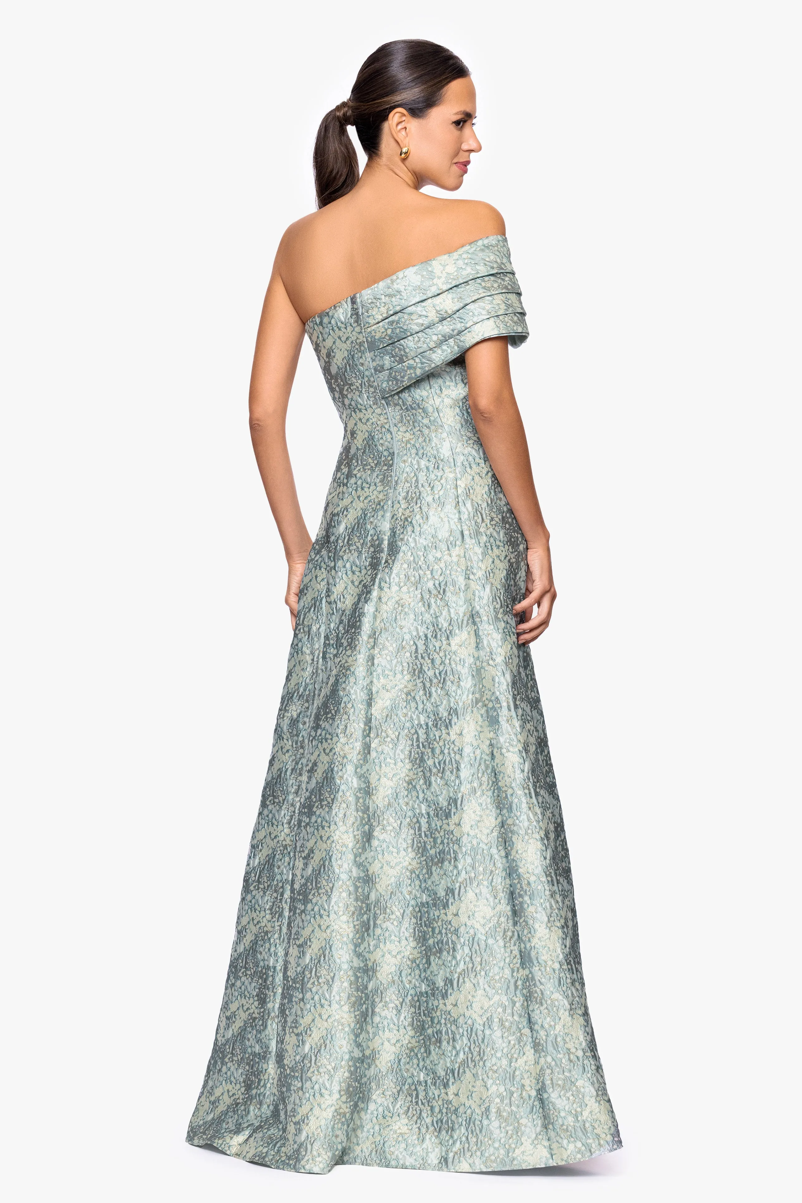 "Judith" Brocade One Shoulder A-Line Floor Length Dress sold by Betsy & Adam product image thumbnail 4