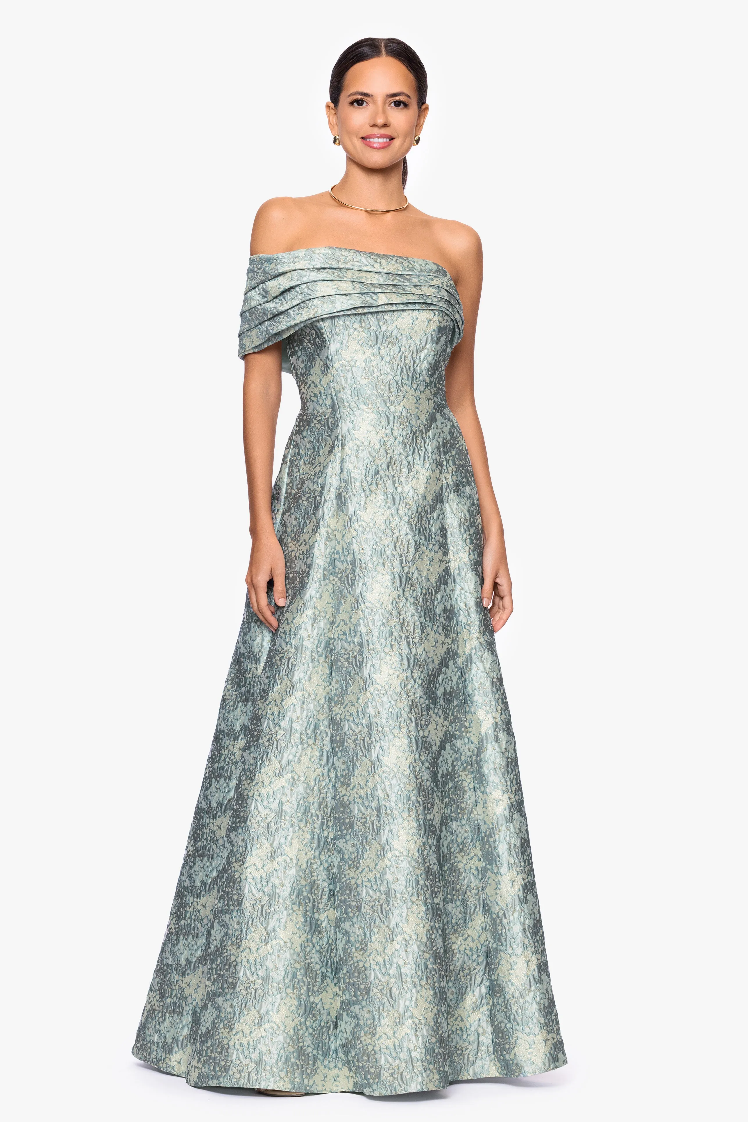 "Judith" Brocade One Shoulder A-Line Floor Length Dress sold by Betsy & Adam product image thumbnail 2