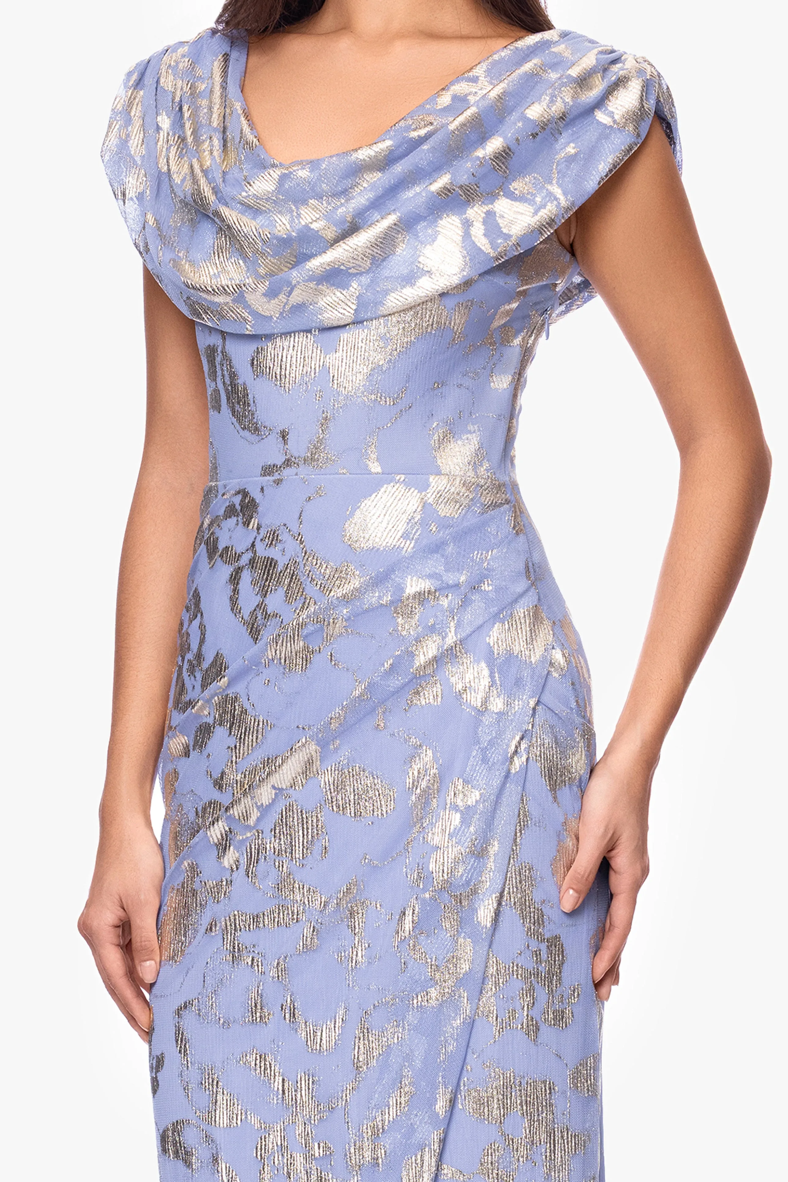 "Bianca" Metallic Cowl Neck Floor Length Dress sold by Betsy & Adam product image thumbnail 2