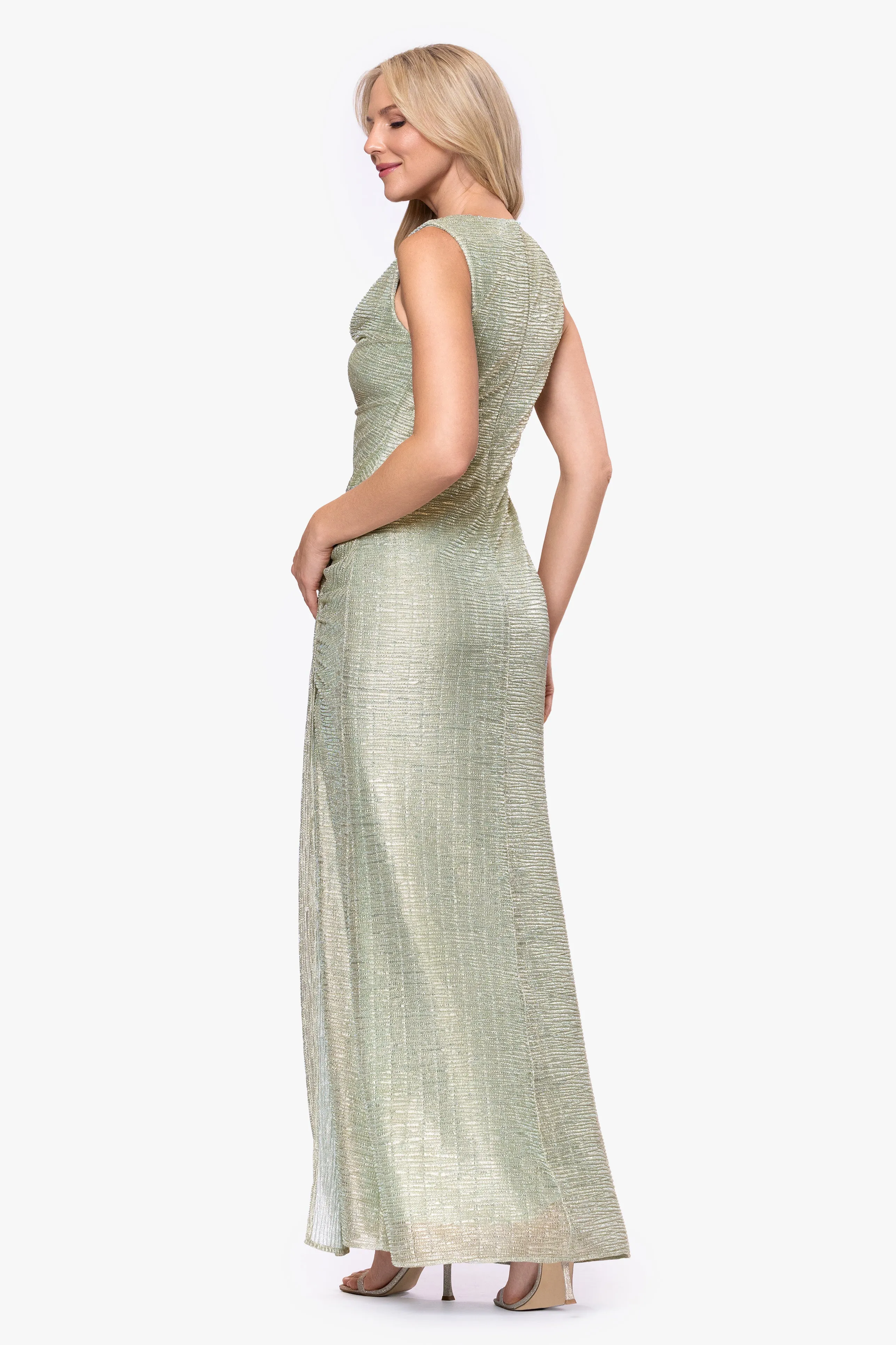 "Stassi" Metallic Knit Cowl Neck Floor Length Dress sold by Betsy & Adam product image thumbnail 3