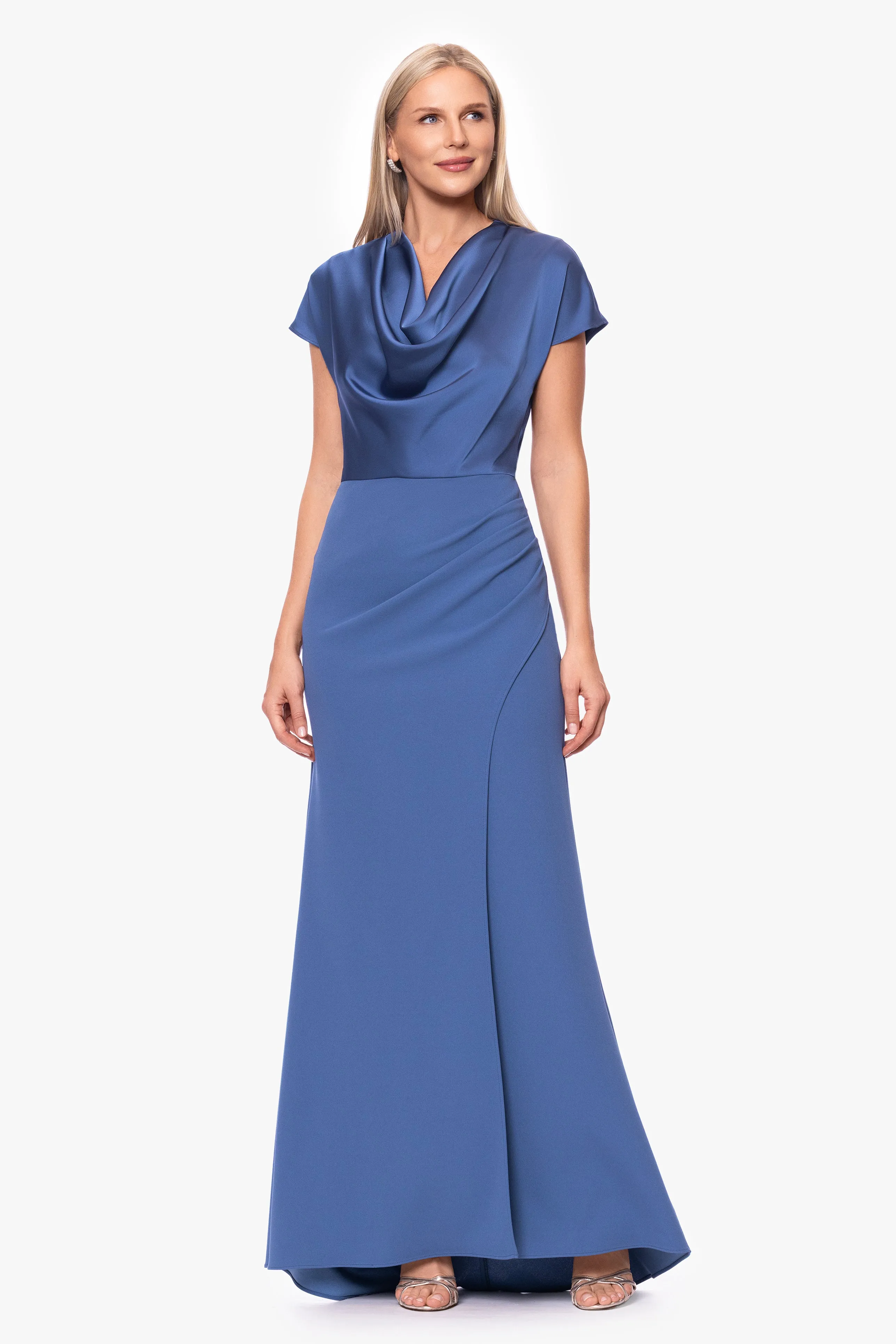 "Rinna" Scuba Crepe and Satin Cowl Neck Floor Length Dress sold by Betsy & Adam product image thumbnail 5
