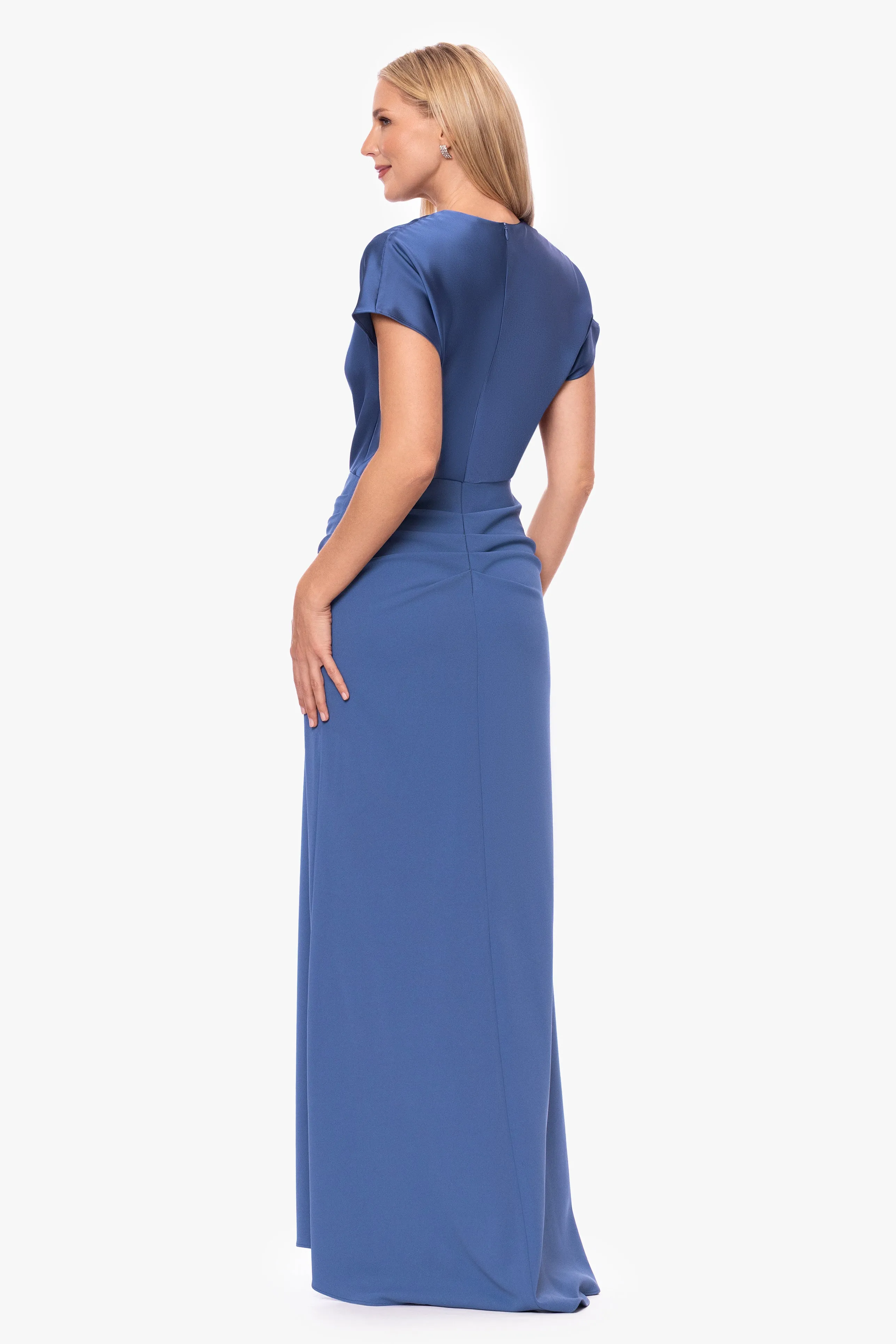 "Rinna" Scuba Crepe and Satin Cowl Neck Floor Length Dress sold by Betsy & Adam product image thumbnail 3