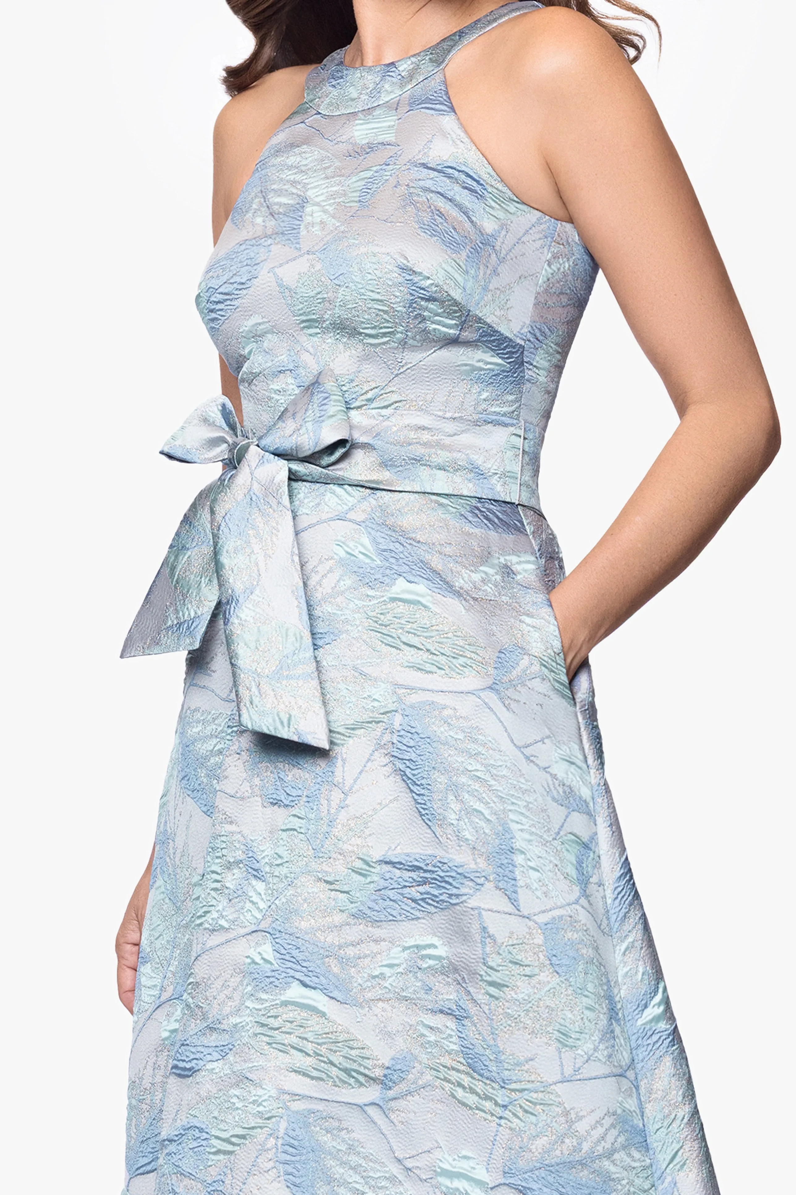 "Schena" Brocade Halter Neck Floor Length Dress sold by Betsy & Adam product image thumbnail 2