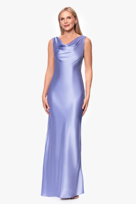 "Amora" Satin Backless Floor Length Dress sold by Betsy & Adam