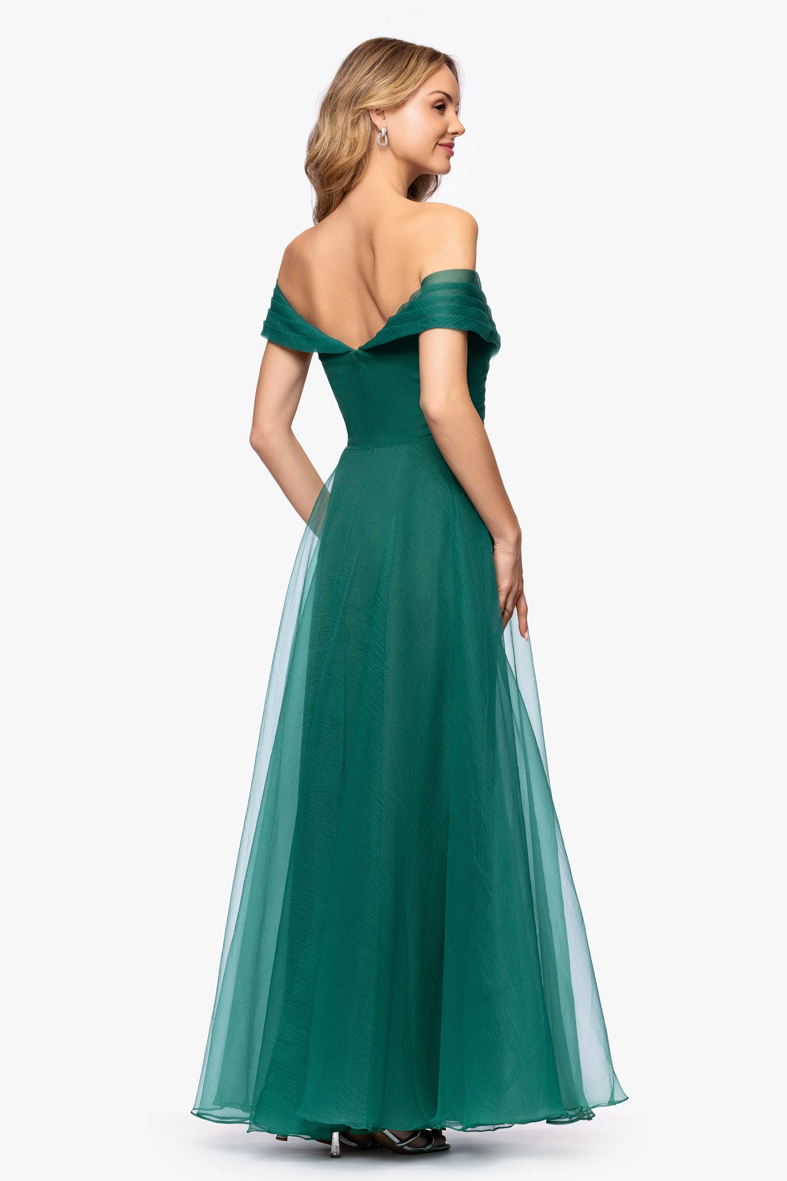 "Paige" Organza Off the Shoulder Floor Length Dress sold by Betsy & Adam product image thumbnail 3