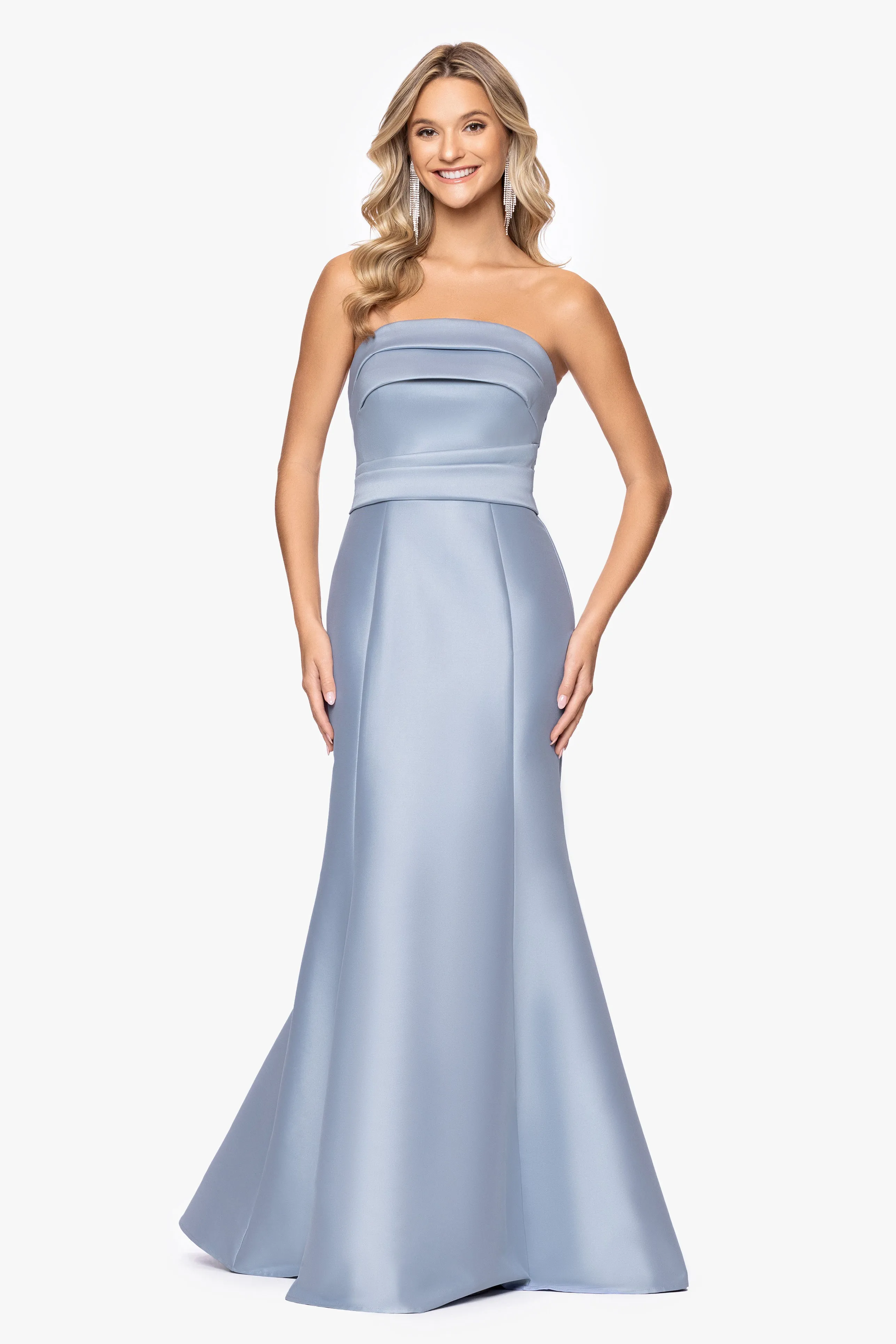 "Emery" Strapless Mikado Floor Length Dress sold by Betsy & Adam