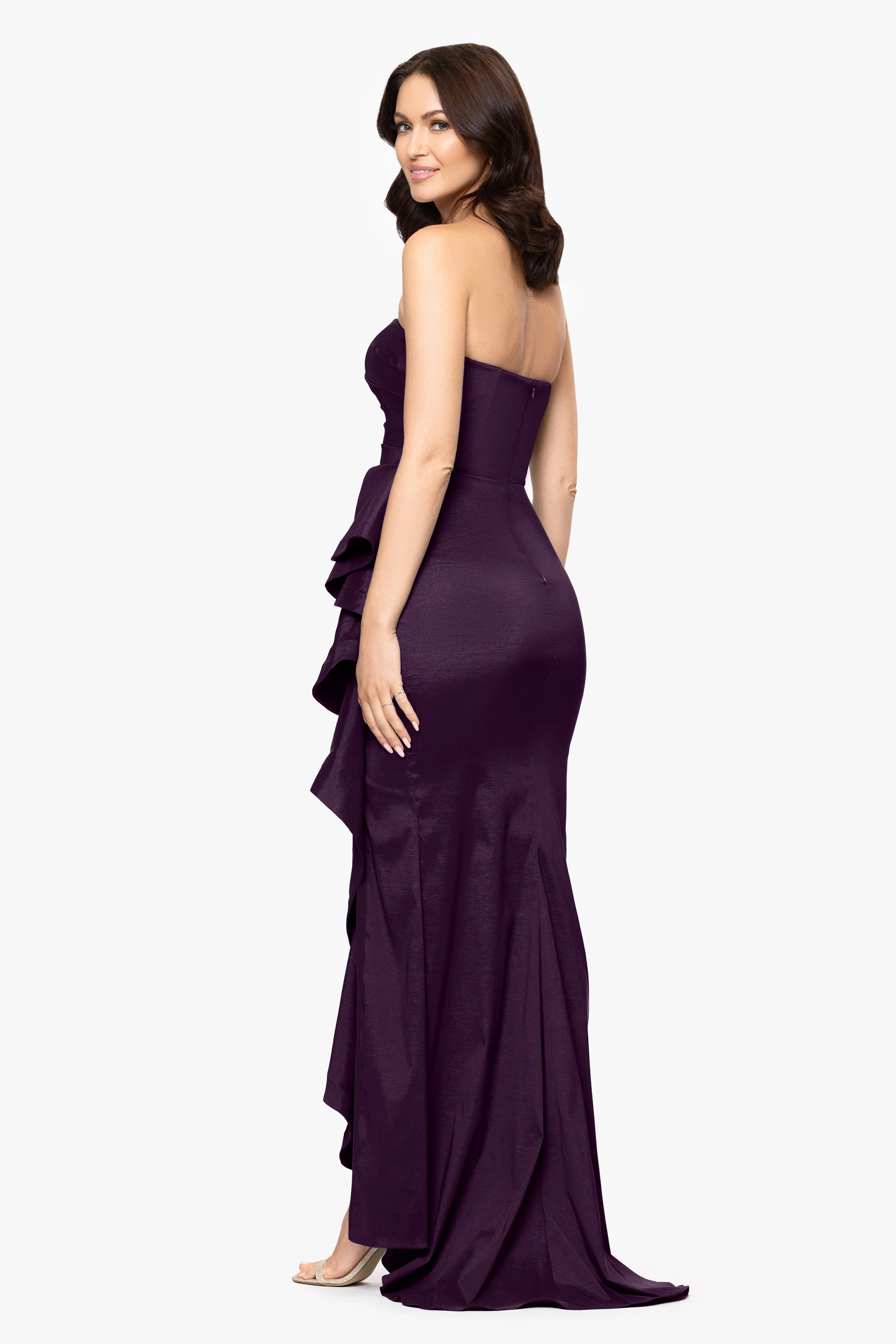 "Rowan" Taffeta Strapless Ruffle Floor Length Dress sold by Betsy & Adam product image thumbnail 3
