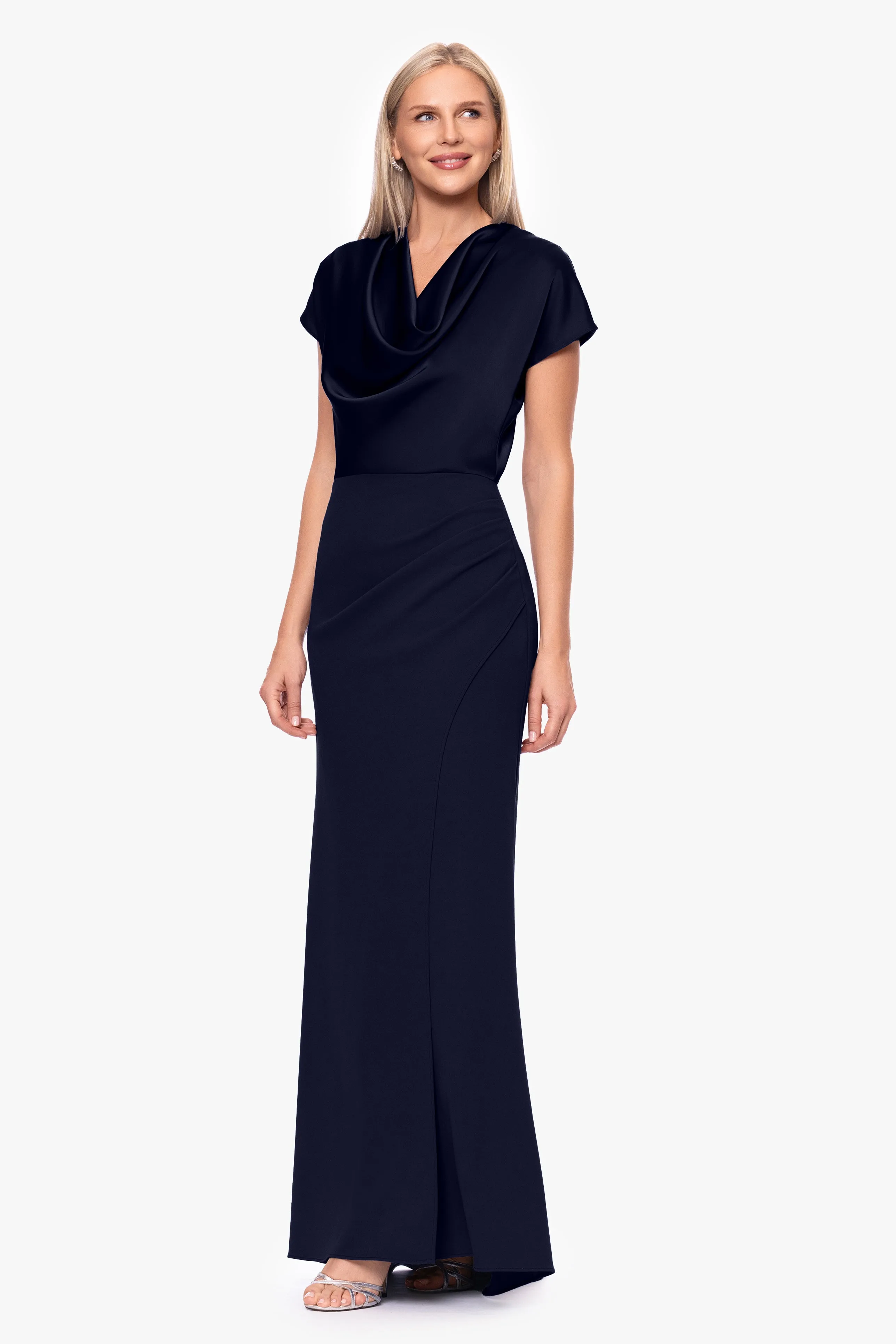 "Rinna" Scuba Crepe and Satin Cowl Neck Floor Length Dress sold by Betsy & Adam product image thumbnail 5