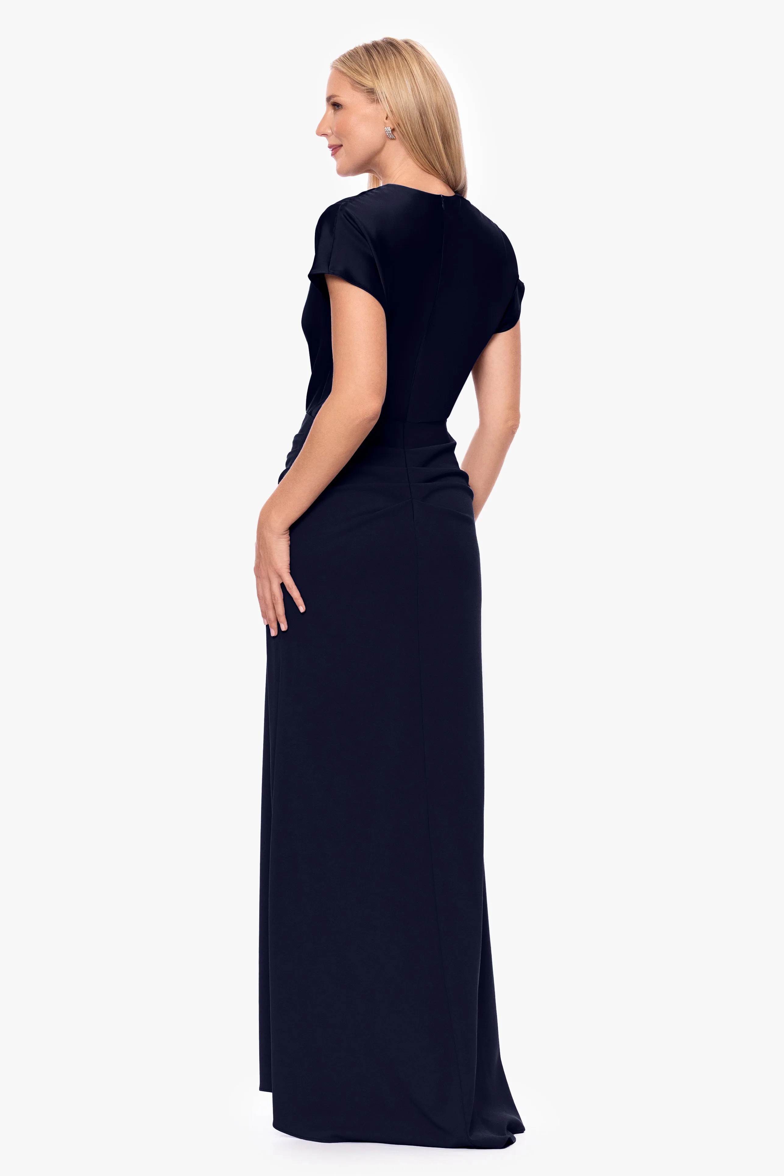 "Rinna" Scuba Crepe and Satin Cowl Neck Floor Length Dress sold by Betsy & Adam product image thumbnail 3