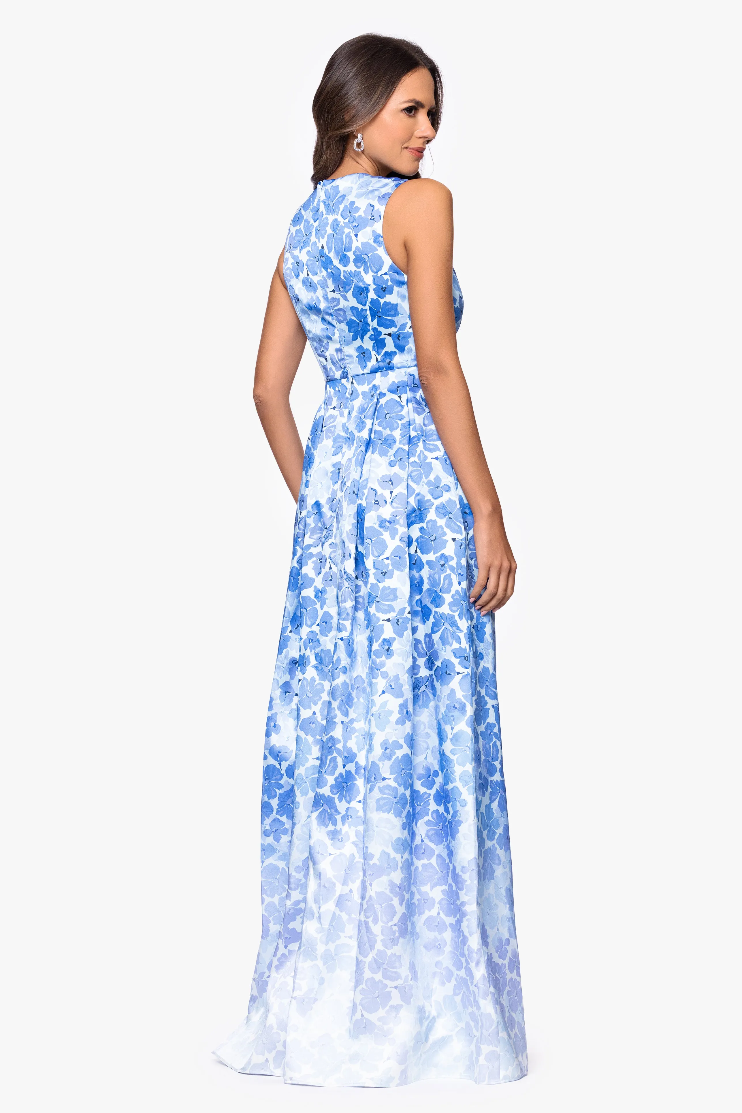 "Leighton" Print Mikado Ombre Floor Length Dress sold by Betsy & Adam product image thumbnail 4