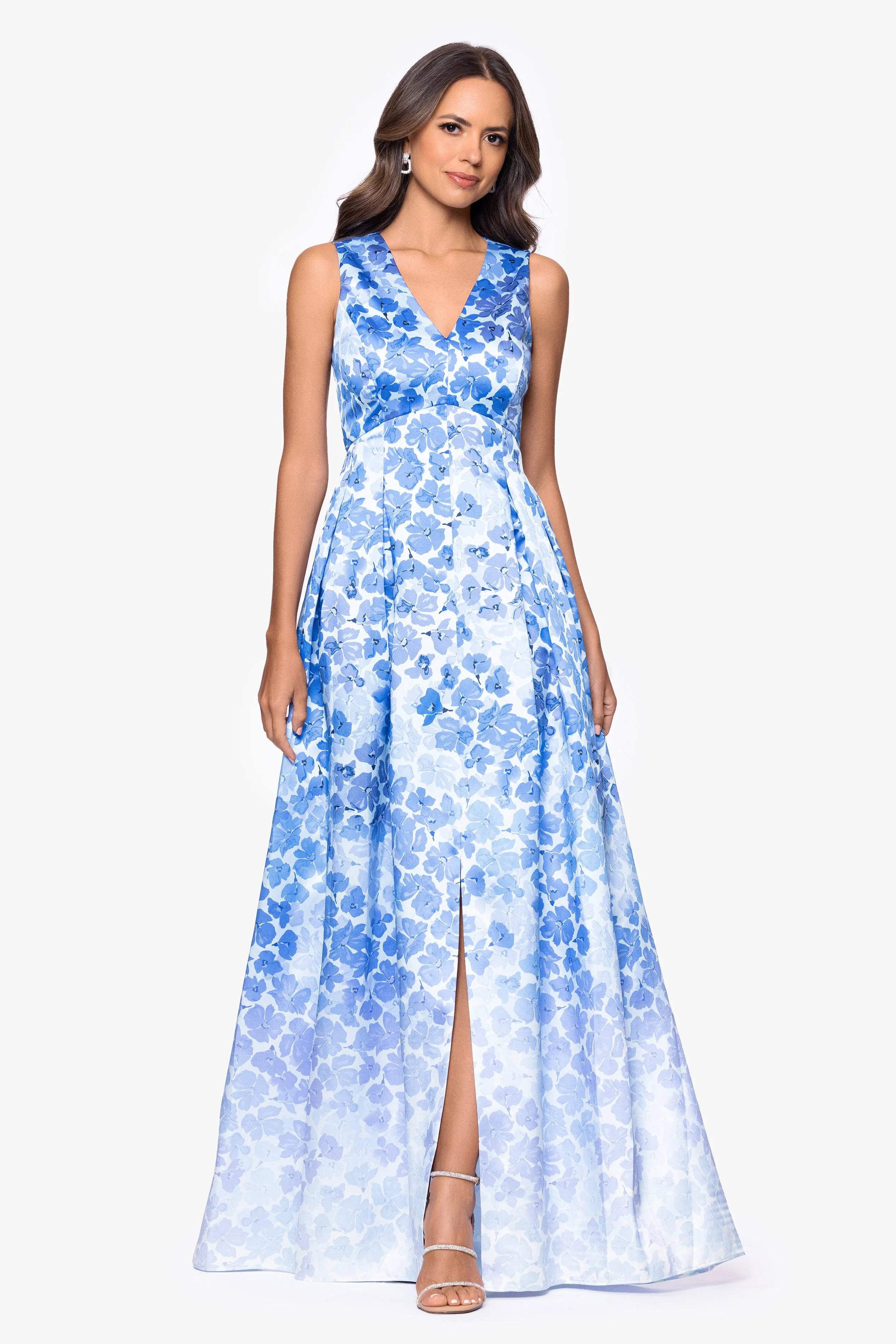 "Leighton" Print Mikado Ombre Floor Length Dress sold by Betsy & Adam product image thumbnail 5